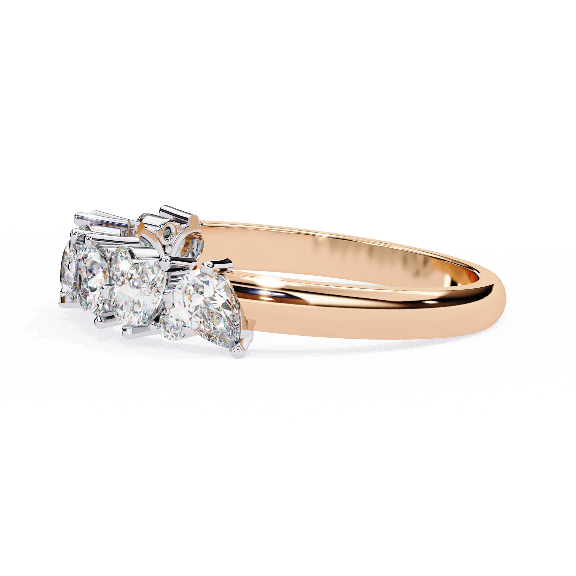Carat House Dubai Pear and Round Cluster Ring featuring sparkling gemstone cluster design on a silver band.