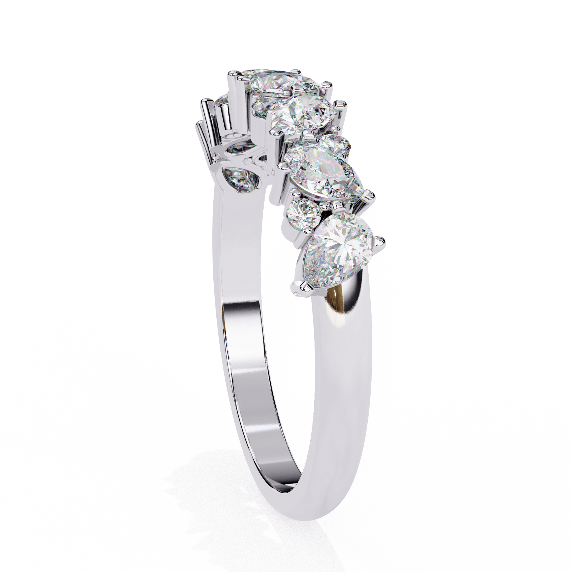 Carat House Dubai Pear and Round Cluster Ring featuring a sleek design with sparkling gemstone accents.