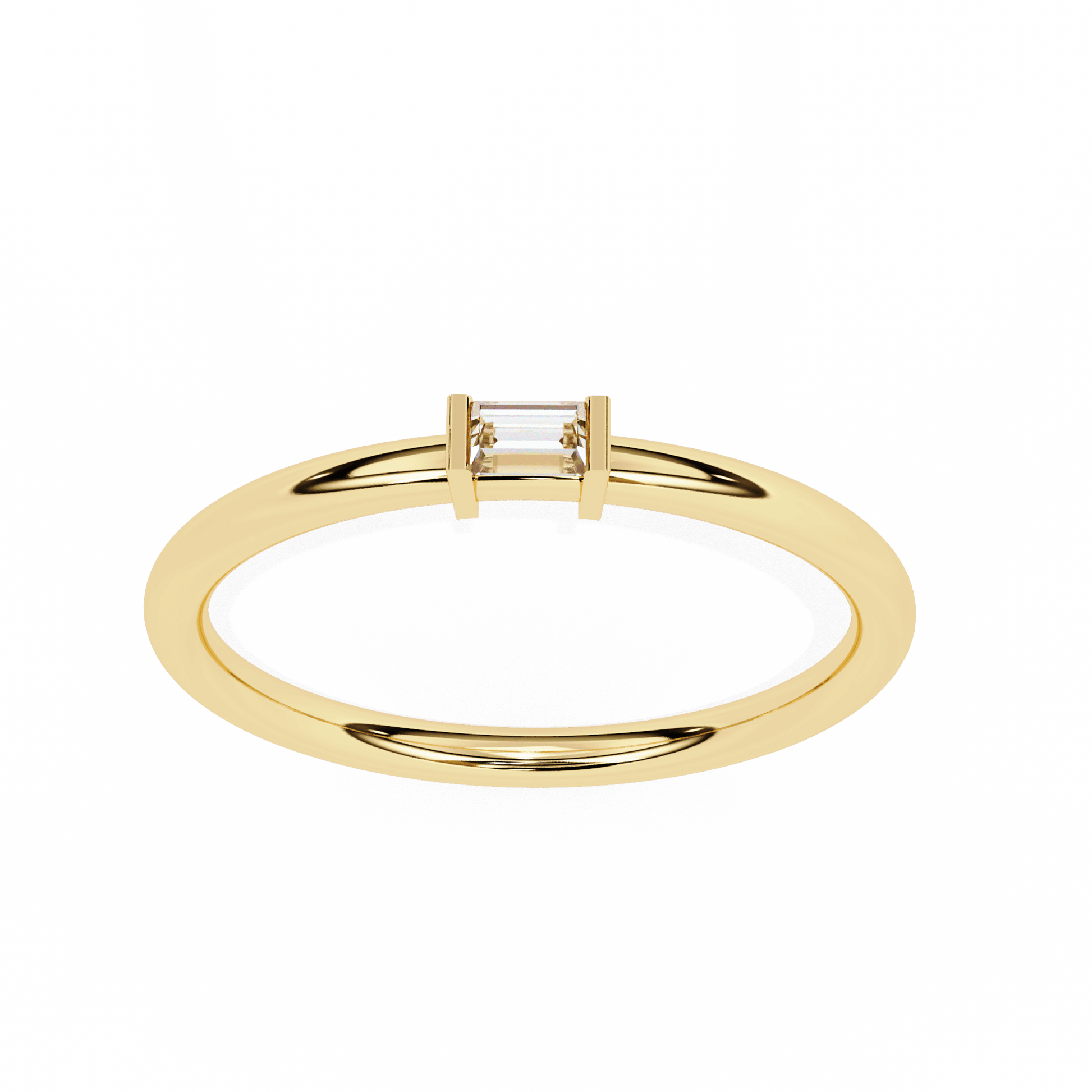 Holly Baguette Solitaire Ring by Carat House Dubai featuring a sleek baguette-cut diamond on a polished band