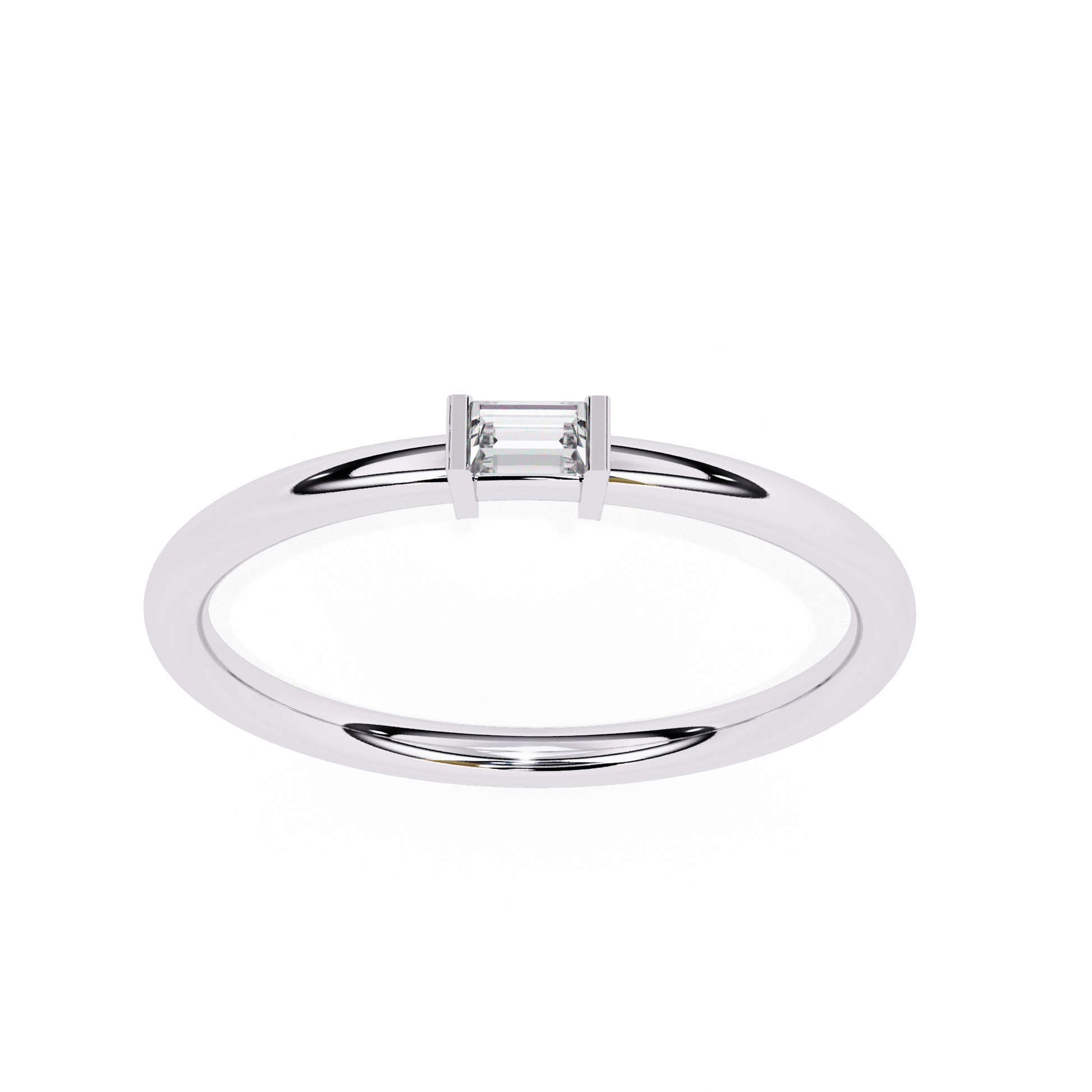 Elegant Holly Baguette Solitaire Ring by Carat House Dubai featuring a sleek baguette-cut diamond on a polished band.