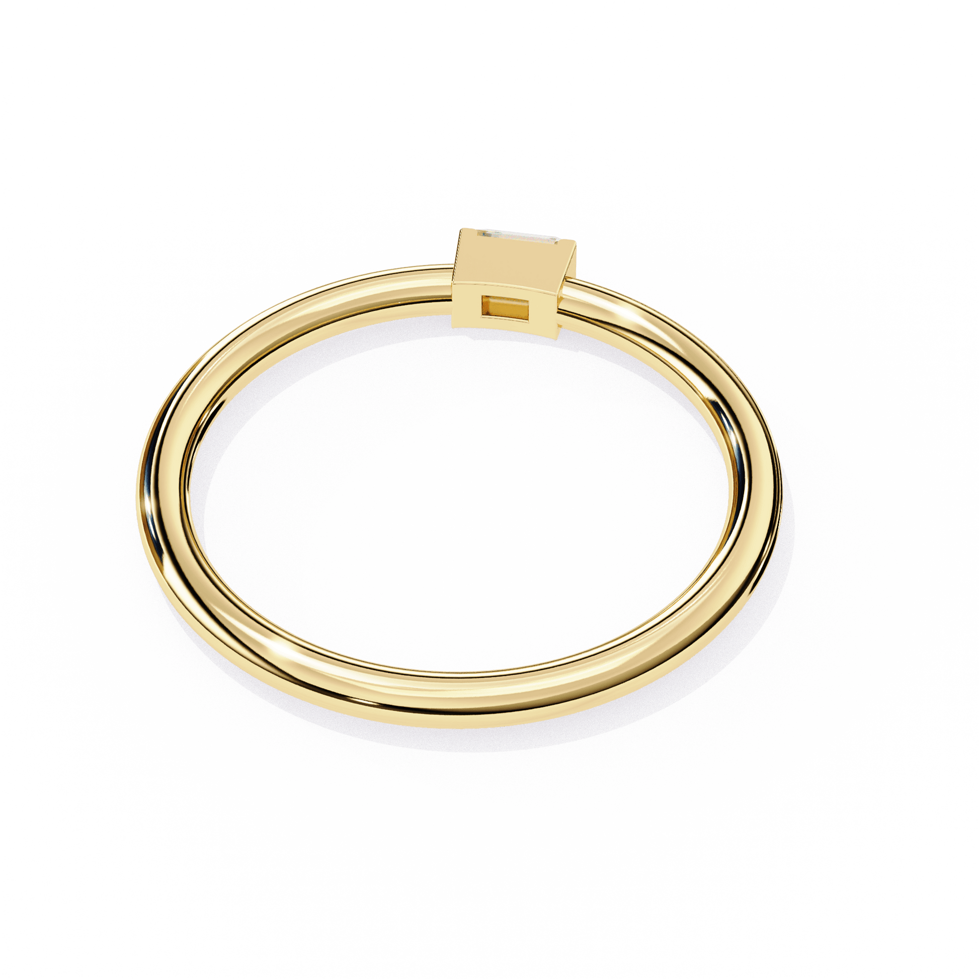 Holly Baguette Solitaire Ring by Carat House Dubai featuring a sleek baguette-cut diamond on a elegant band.