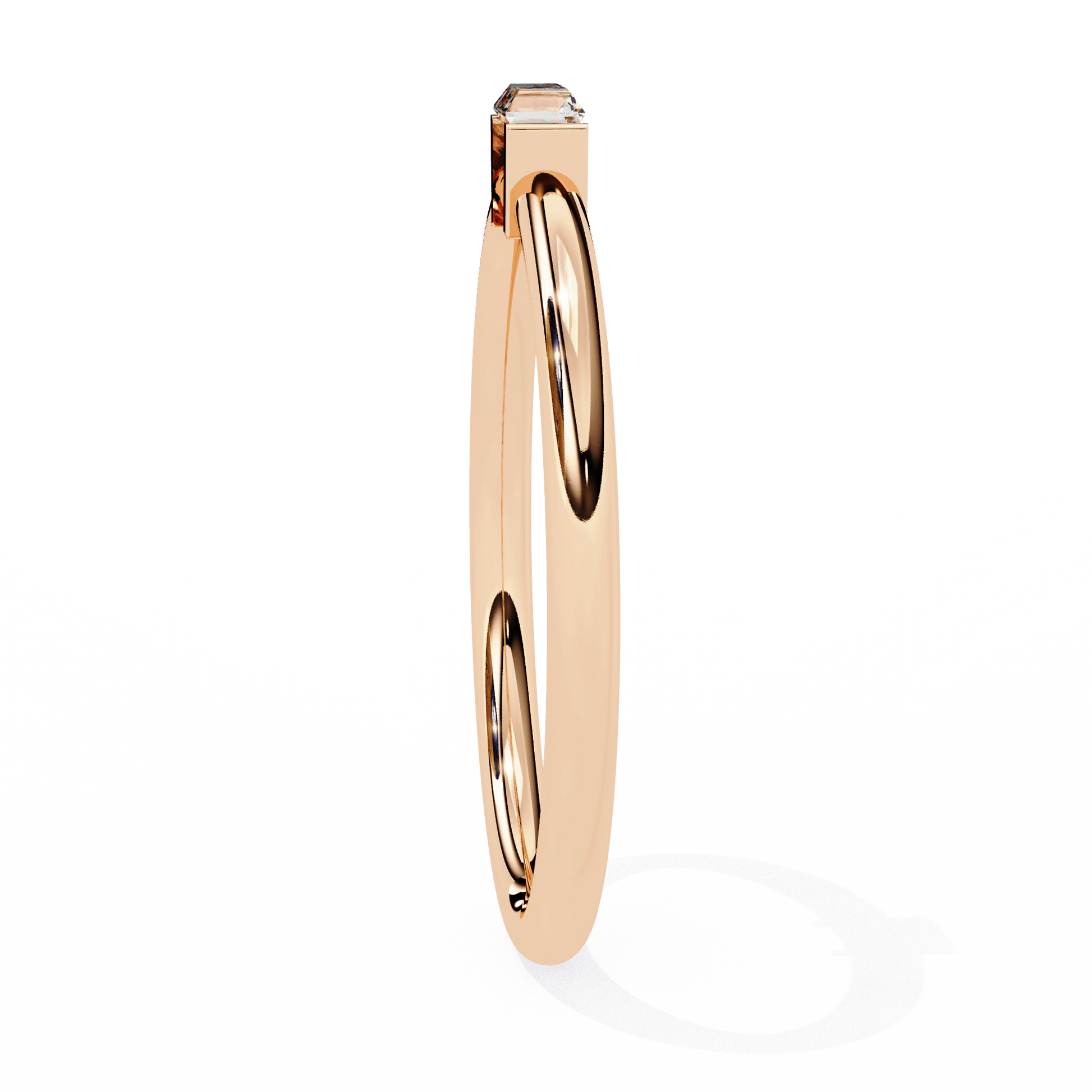 Holly Baguette Solitaire Ring by Carat House Dubai featuring a sleek baguette-cut diamond on a silver band.