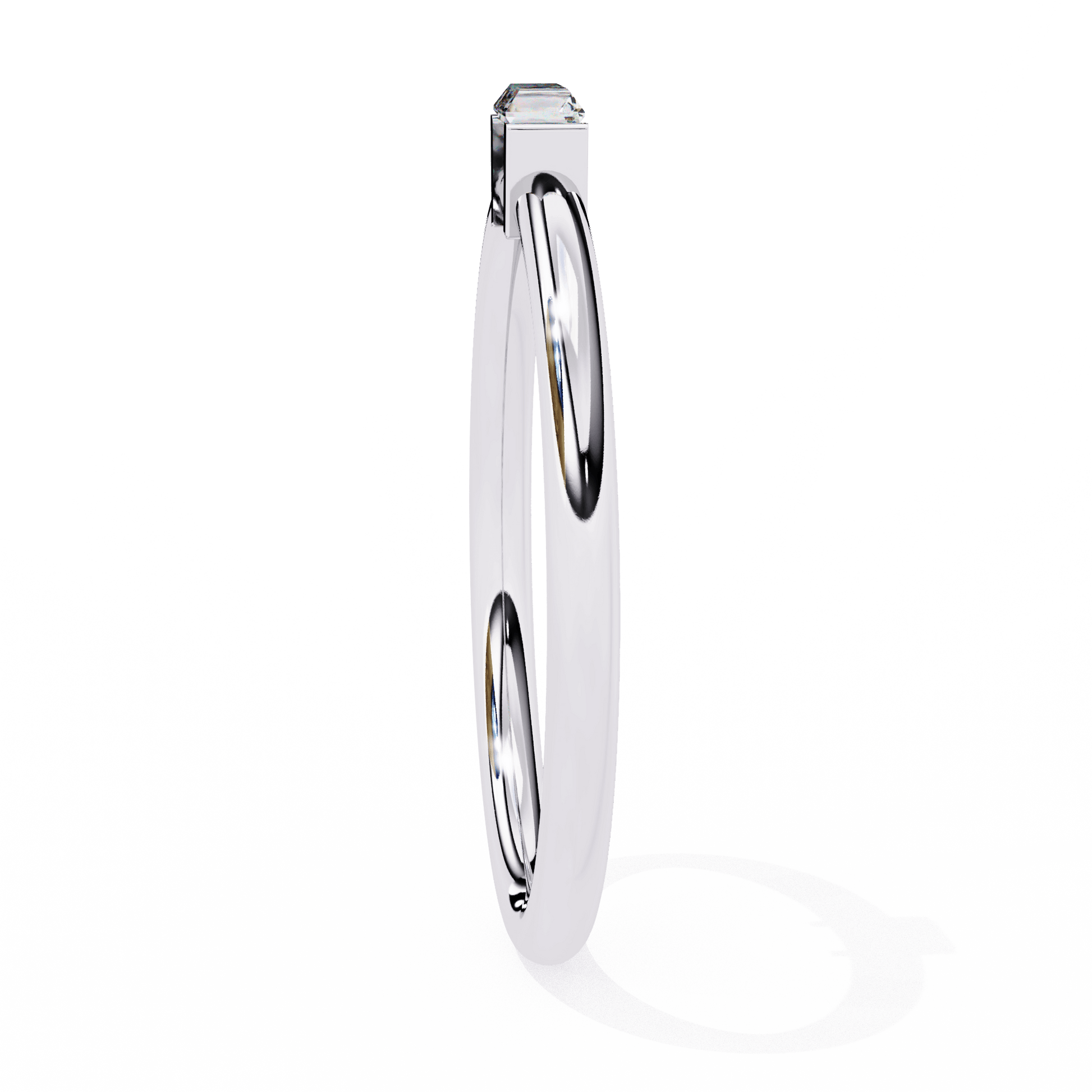 Holly Baguette Solitaire Ring by Carat House Dubai featuring a sleek baguette-cut diamond on a delicate band.