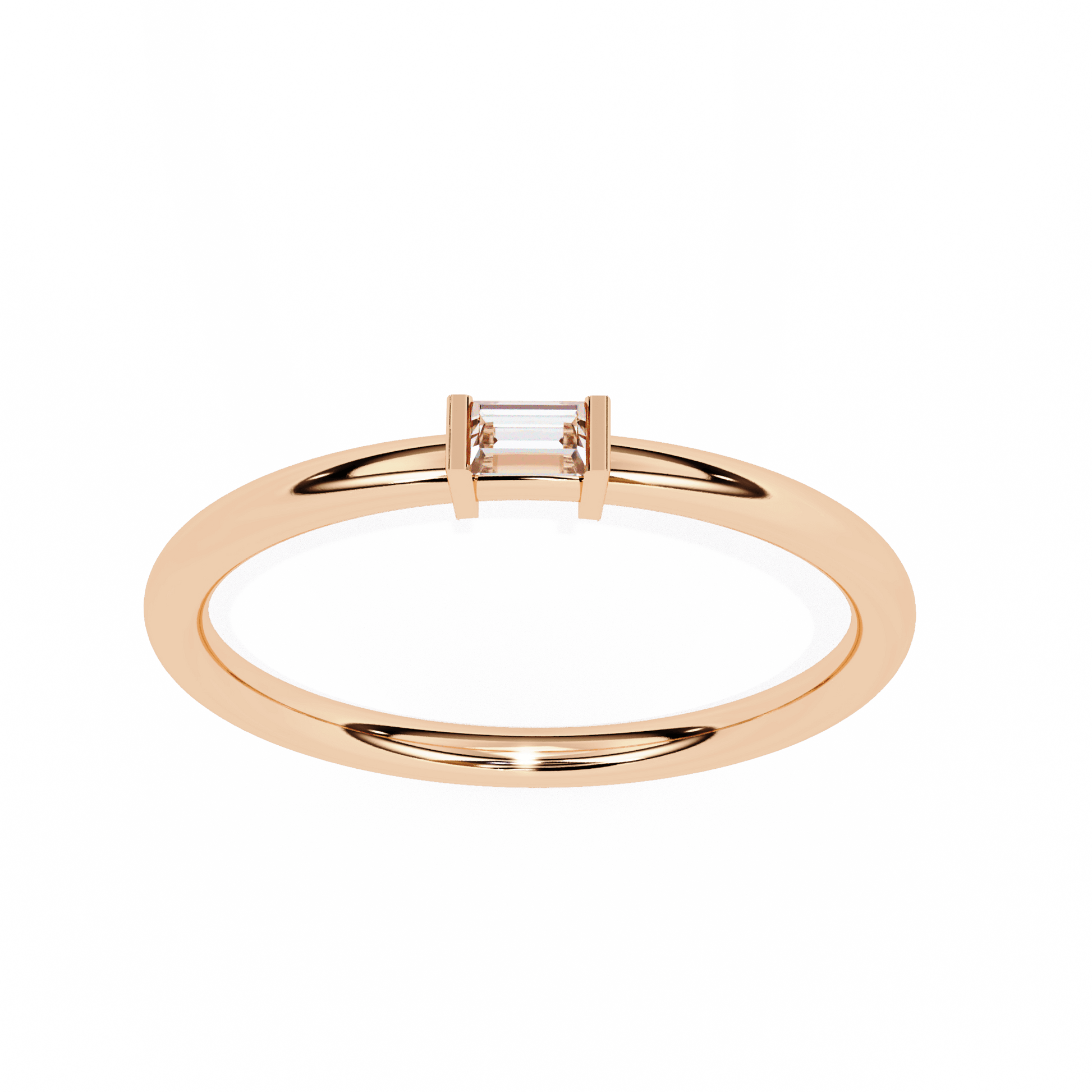 Holly Baguette Solitaire Ring by Carat House Dubai featuring a sleek baguette-cut diamond on a polished band