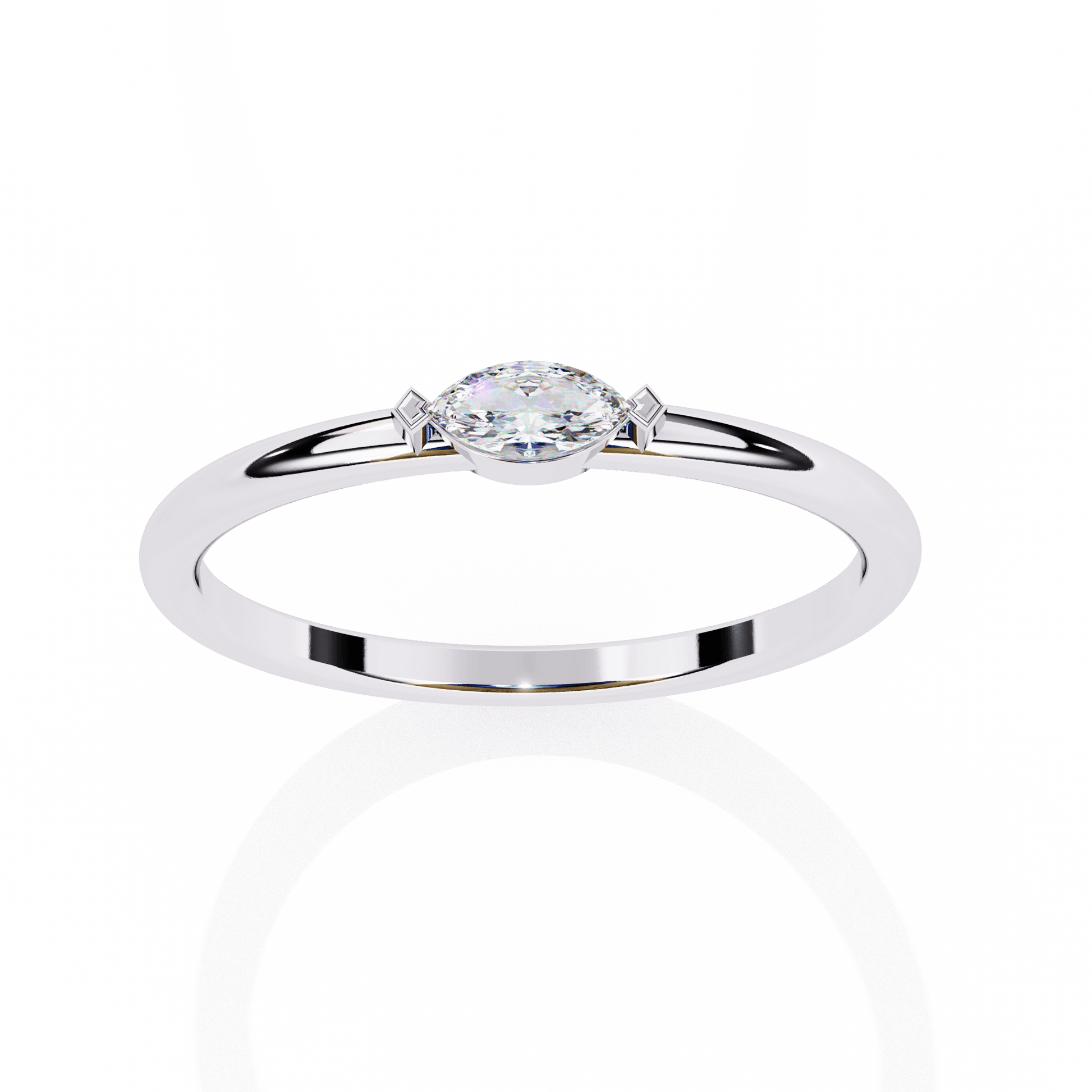 Elegant Harmony marquise solitaire ring by Carat House Dubai featuring a sparkling marquise-cut diamond on a sleek band.