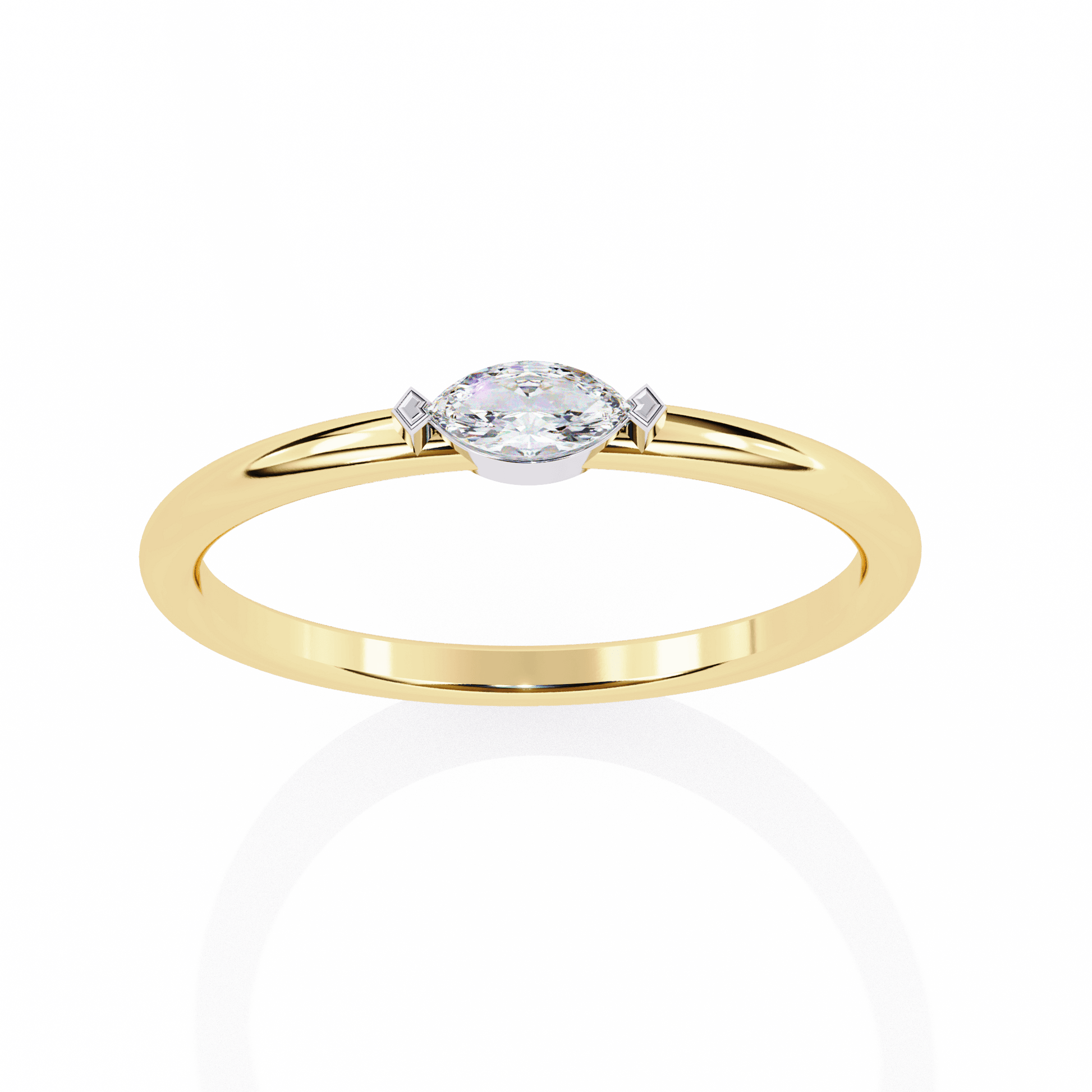 Marquise solitaire ring from Carat House Dubai featuring a single sparkling gemstone in a sleek gold band.