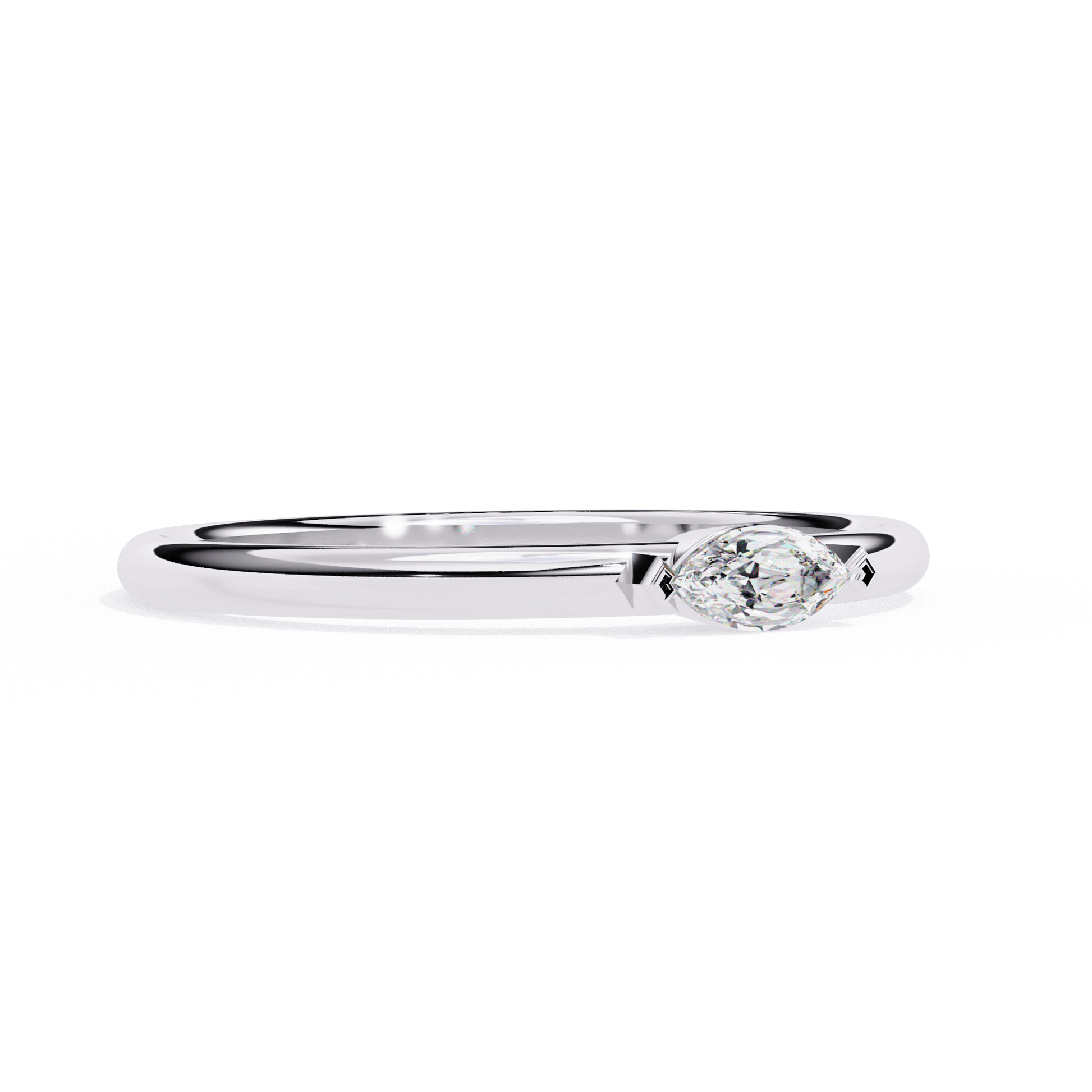 Marquise solitaire ring by Carat House Dubai featuring a sparkling central diamond set on a sleek band.