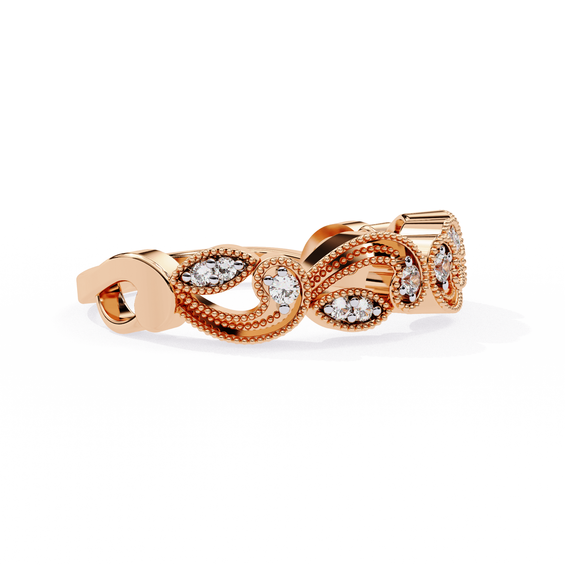 Florence Milgrain Vine Band by Carat House Dubai featuring intricate vine design and milgrain detailing in a gold band.