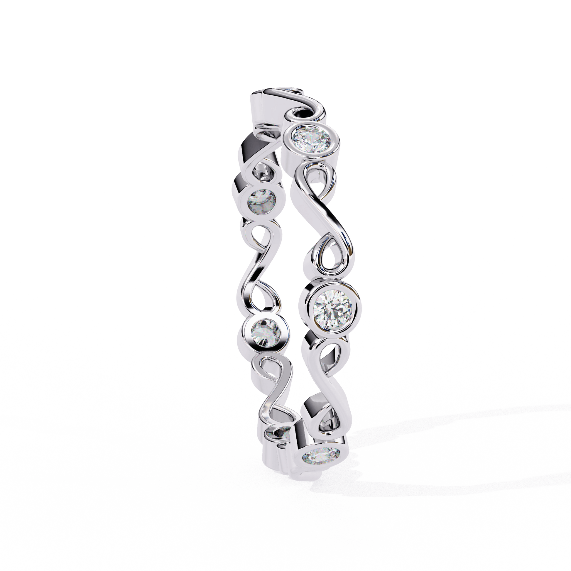 Marise The Infinite Grace Band by Carat House Dubai, elegant silver ring with intricate design, displayed against a neutral background.