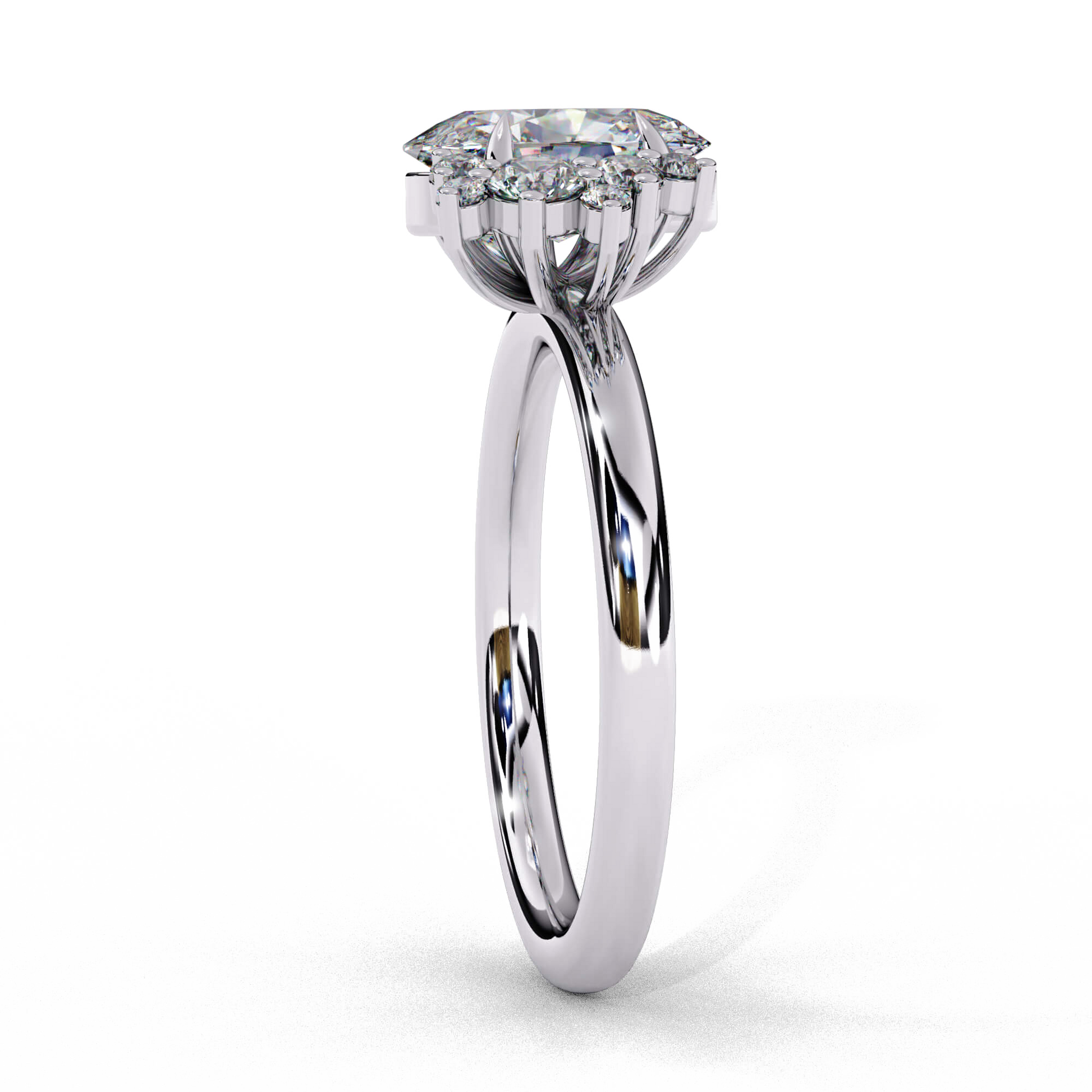 Eleanor — Oval cut lab grown and natural diamond engagement ring — four prong, side stones — Carat House
