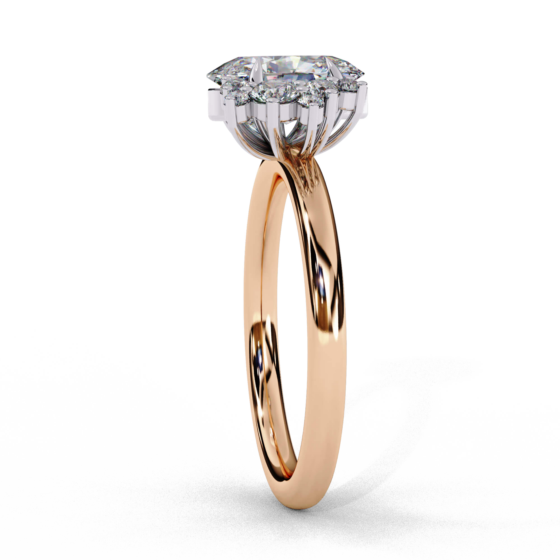 Eleanor — Oval cut lab grown and natural diamond engagement ring — four prong, side stones — Carat House