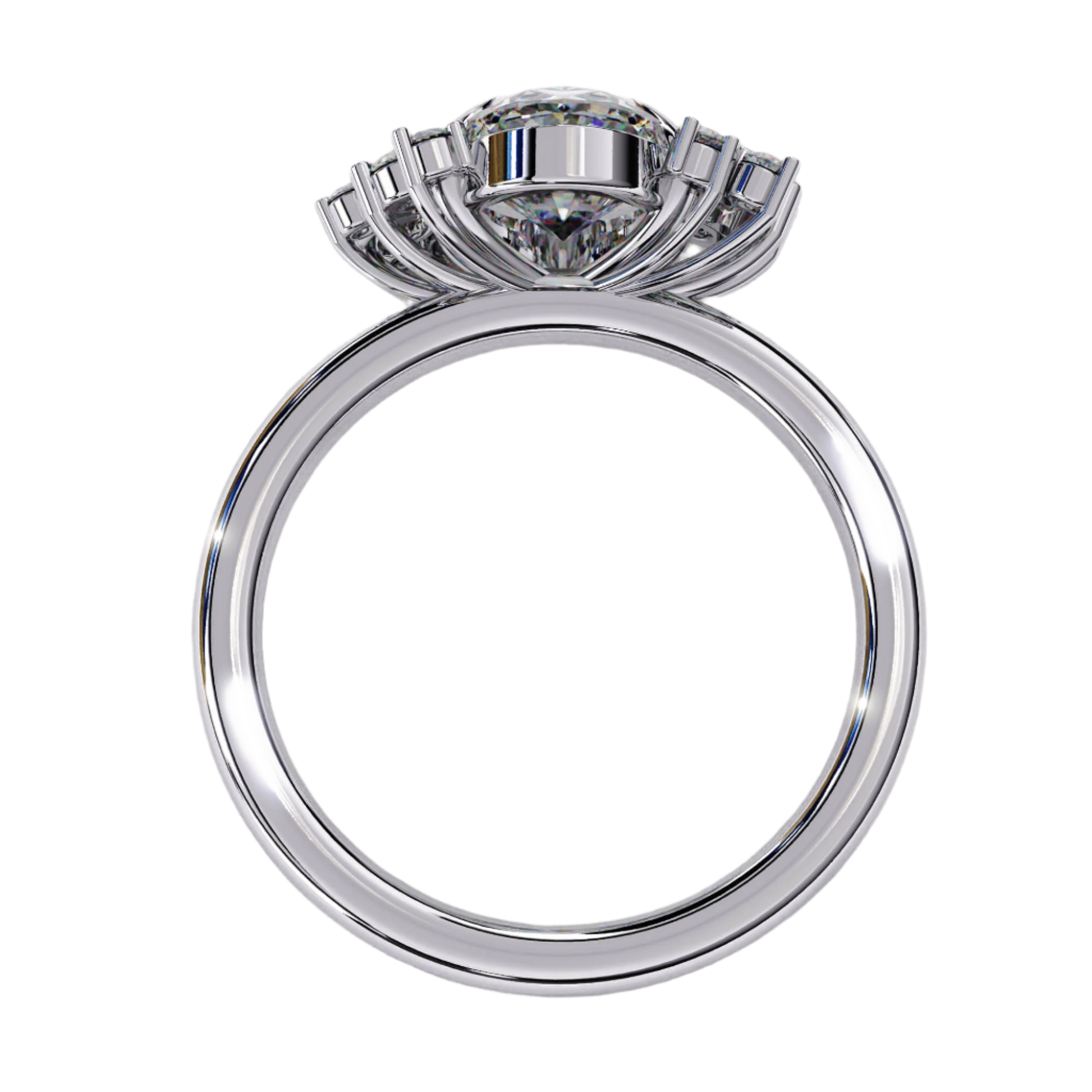 Eleanor — Oval cut lab grown and natural diamond engagement ring — four prong, side stones — Carat House