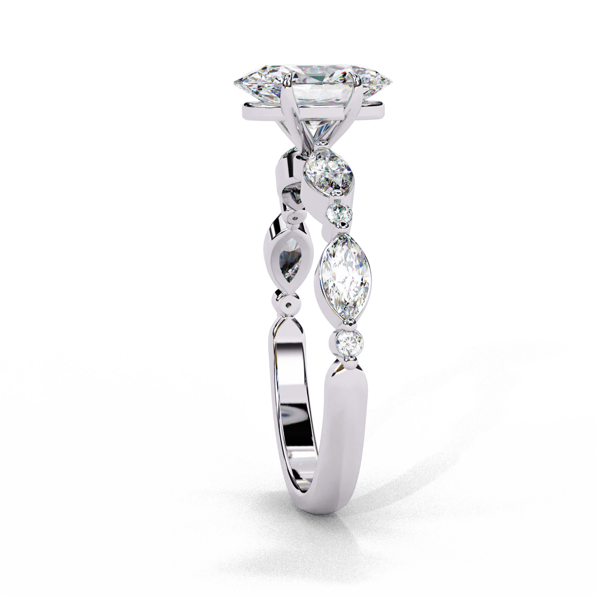 Estelle — Oval cut lab grown and natural diamond engagement ring — two tone, side stone — Carat House
