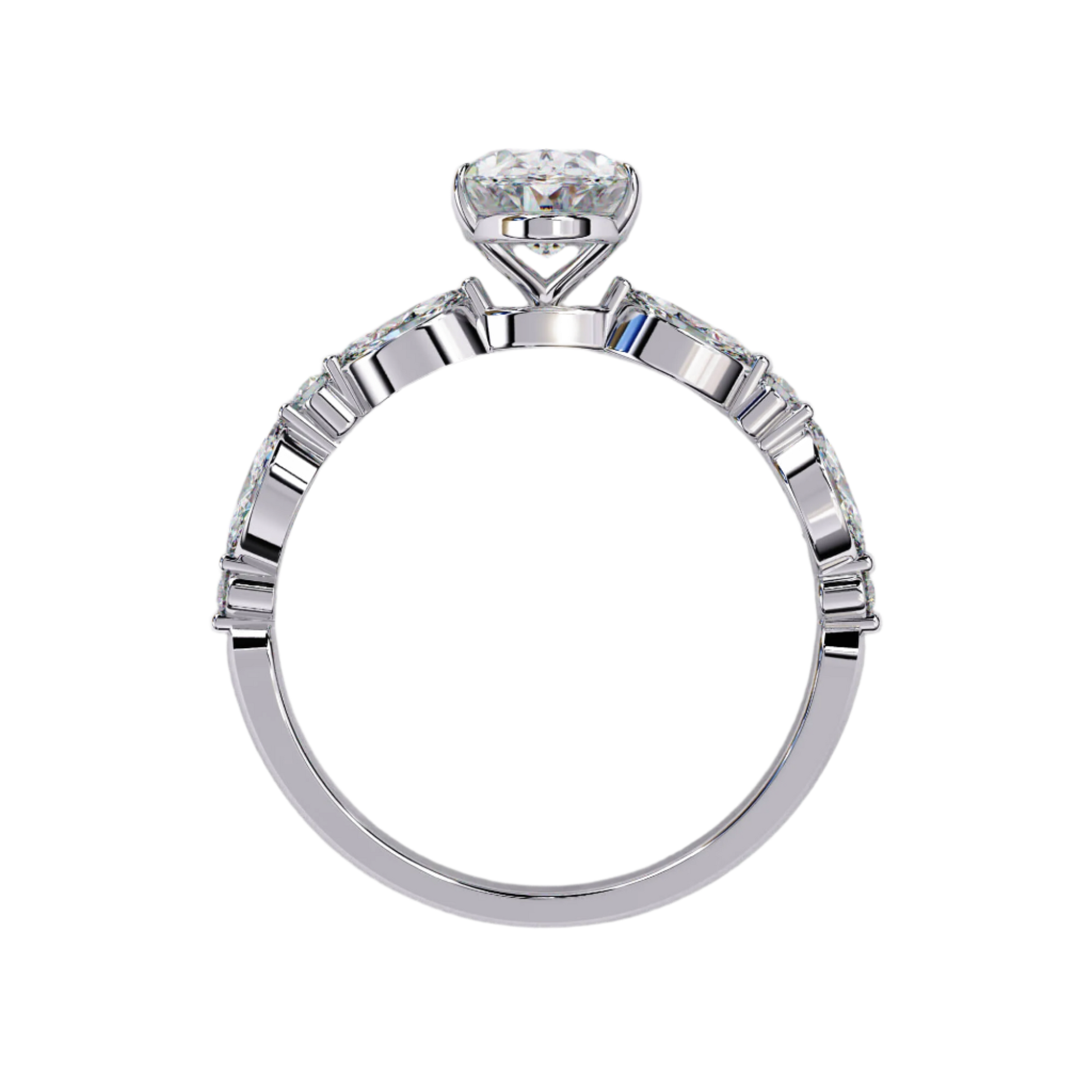 Estelle — Oval cut lab grown and natural diamond engagement ring — two tone, side stone — Carat House