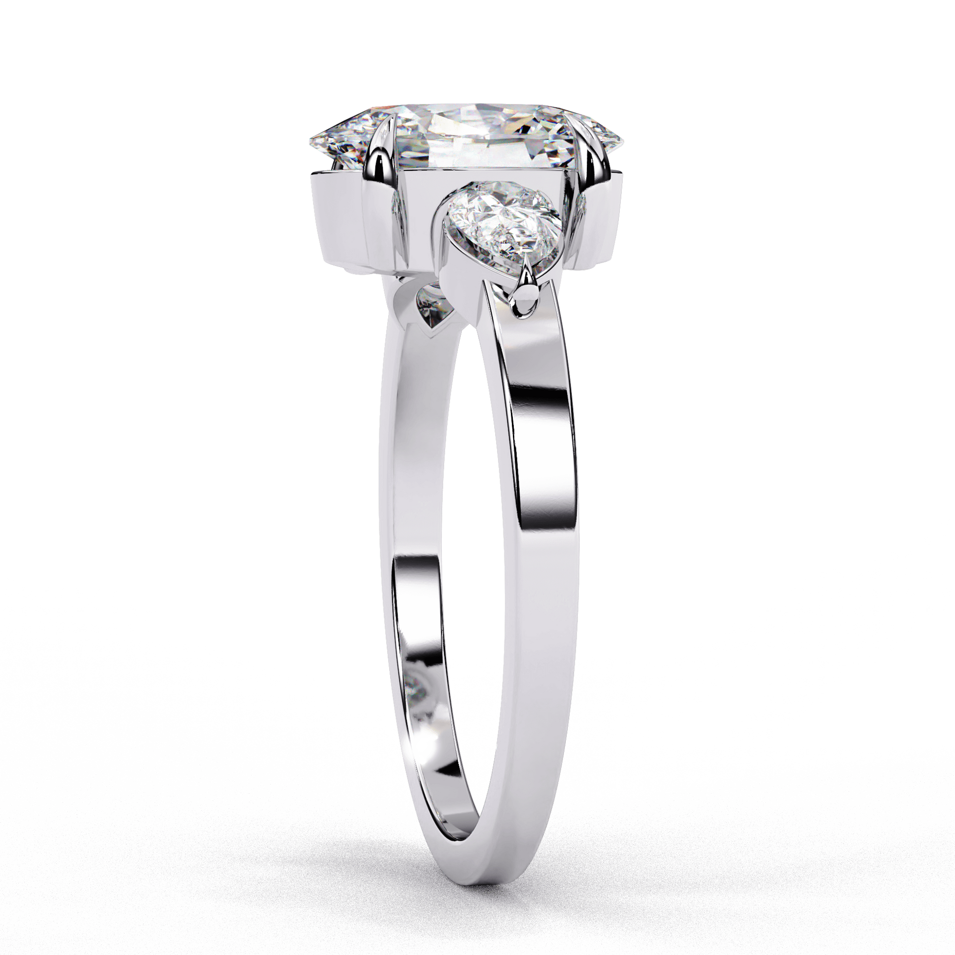 Georgia — Oval cut lab grown and natural diamond engagement ring — trilogy three stone — Carat House