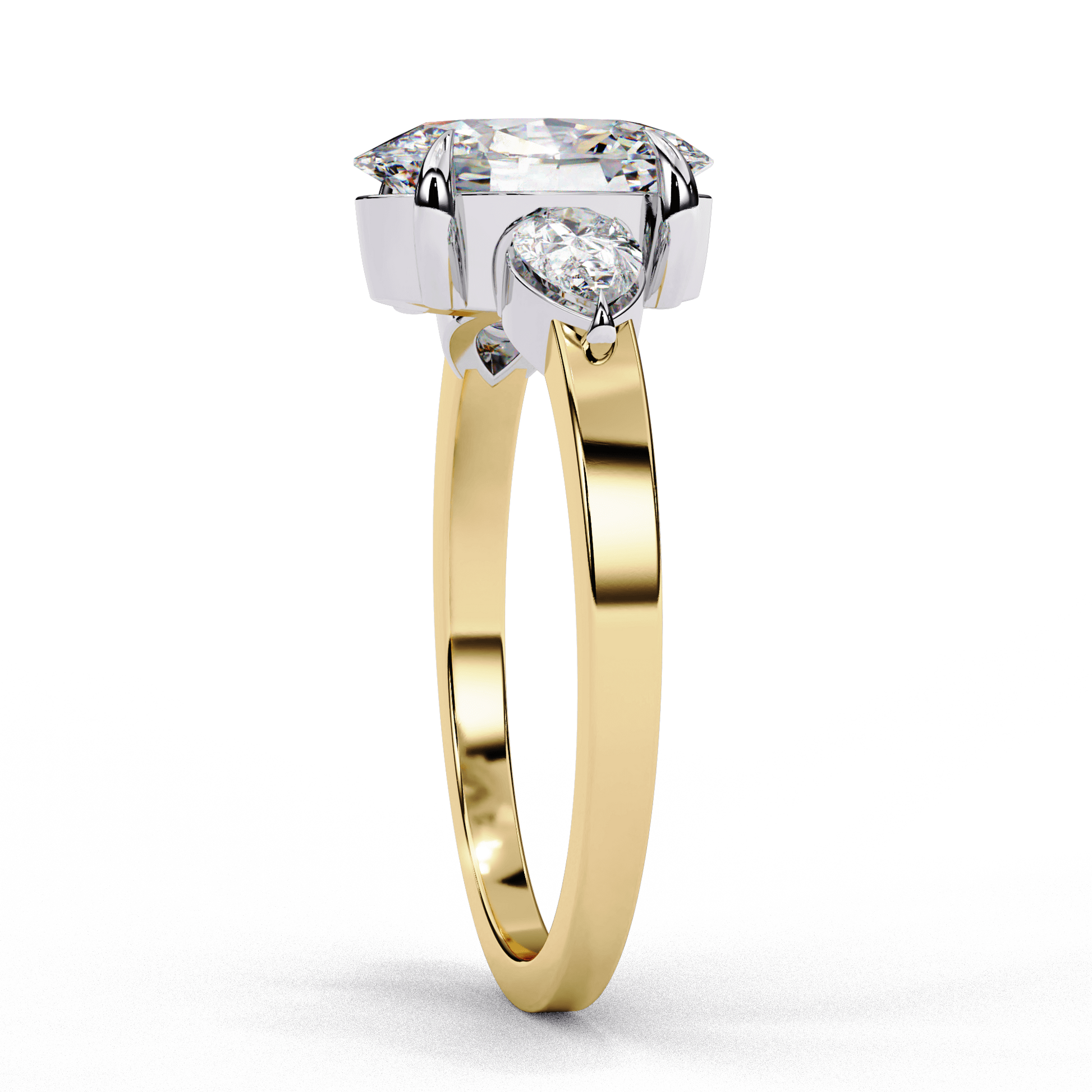 Georgia — Oval cut lab grown and natural diamond engagement ring — trilogy three stone — Carat House