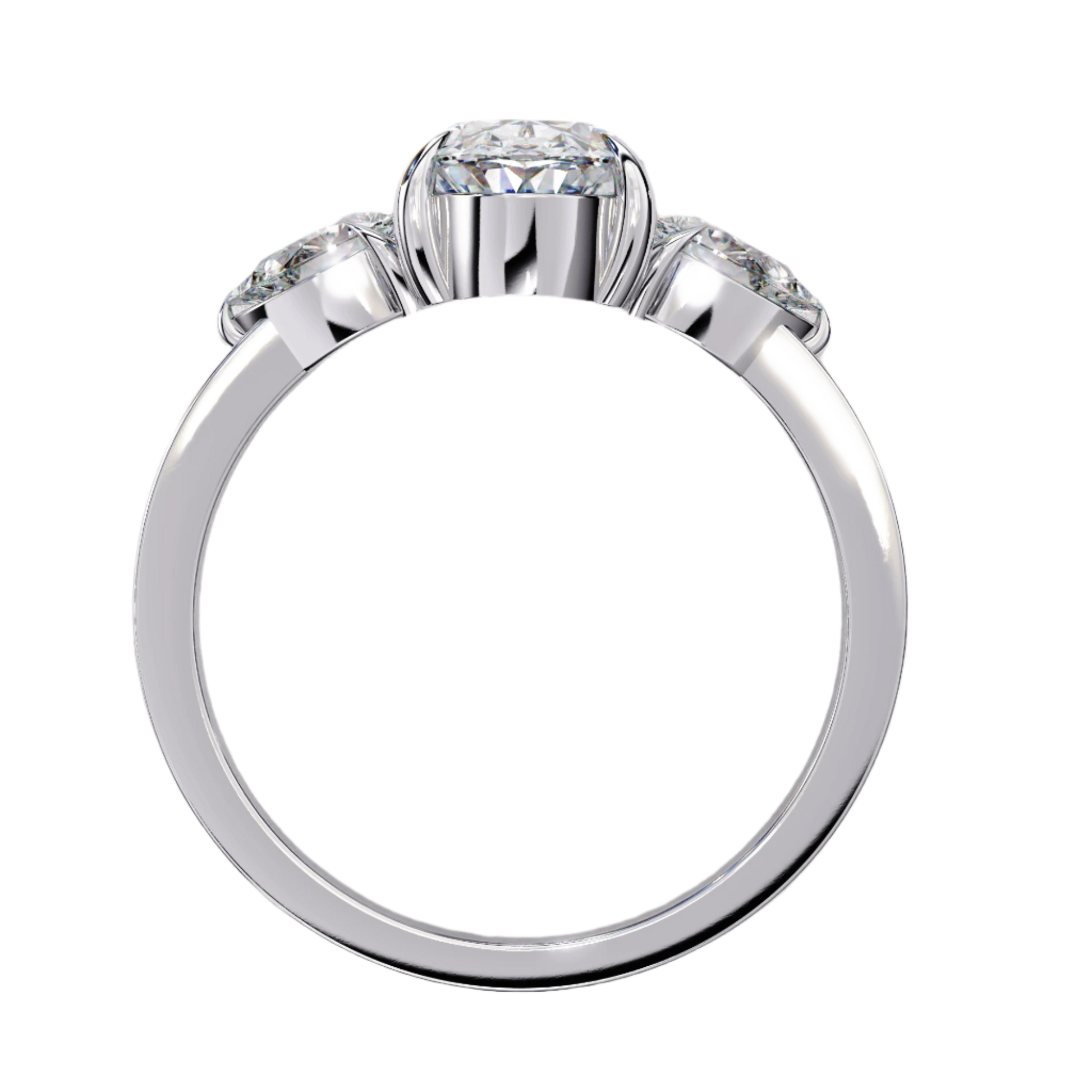 Georgia — Oval cut lab grown and natural diamond engagement ring — trilogy three stone — Carat House