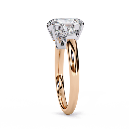 Giselle — Radiant cut lab grown and natural diamond engagement ring — trilogy three stone, cathedral — Carat House