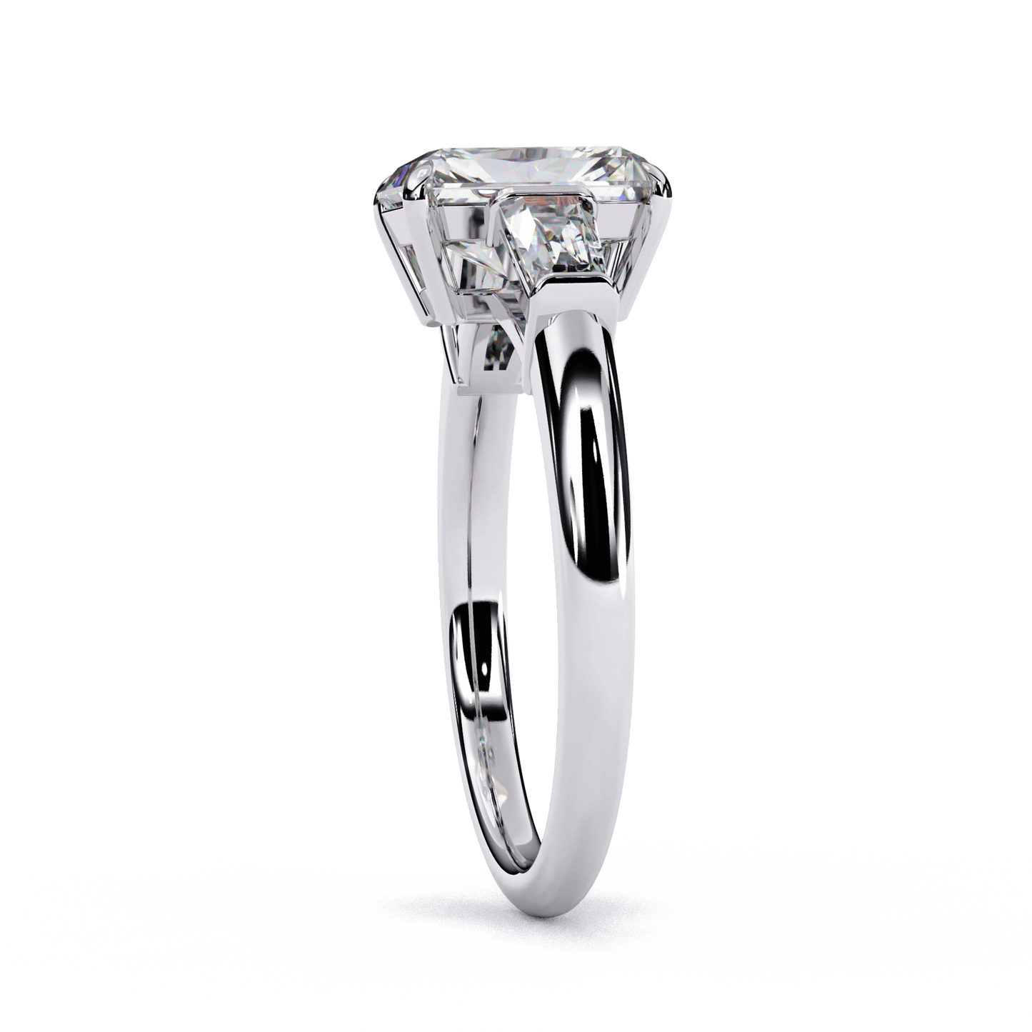 Giselle — Radiant cut lab grown and natural diamond engagement ring — trilogy three stone, cathedral — Carat House