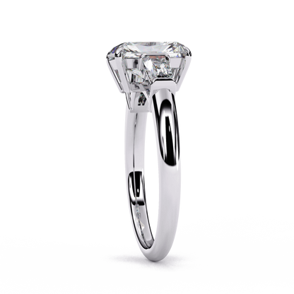 Giselle — Radiant cut lab grown and natural diamond engagement ring — trilogy three stone, cathedral — Carat House