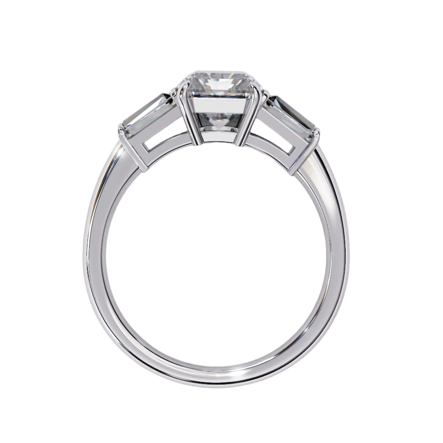 Giselle — Radiant cut lab grown and natural diamond engagement ring — trilogy three stone, cathedral — Carat House