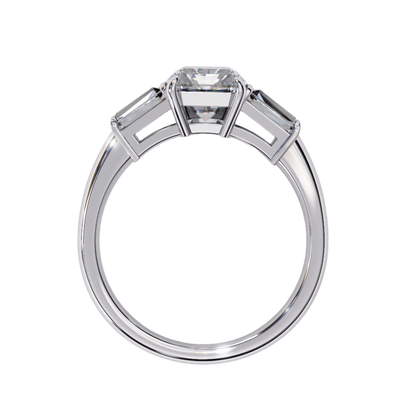 Giselle — Radiant cut lab grown and natural diamond engagement ring — trilogy three stone, cathedral — Carat House