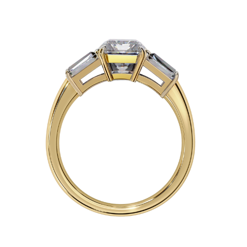 Giselle — Radiant cut lab grown and natural diamond engagement ring — trilogy three stone, cathedral — Carat House