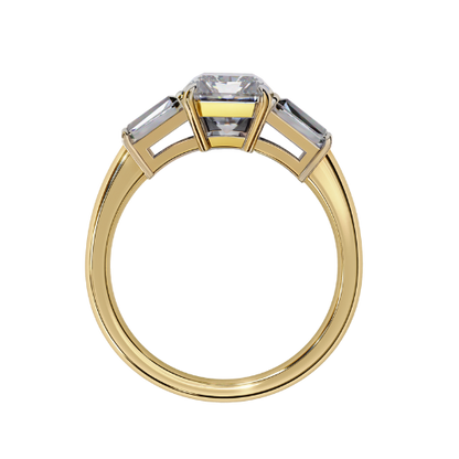Giselle — Radiant cut lab grown and natural diamond engagement ring — trilogy three stone, cathedral — Carat House