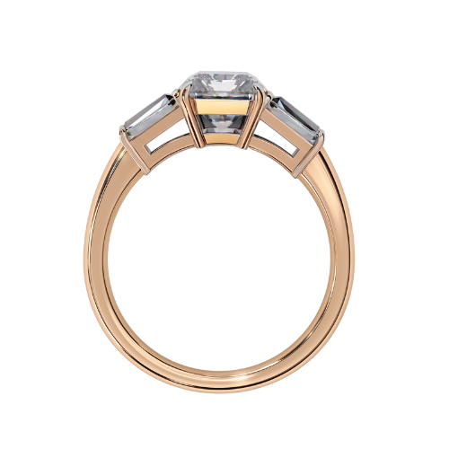 Giselle — Radiant cut lab grown and natural diamond engagement ring — trilogy three stone, cathedral — Carat House