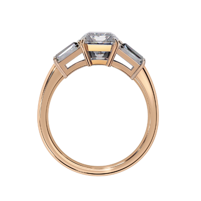 Giselle — Radiant cut lab grown and natural diamond engagement ring — trilogy three stone, cathedral — Carat House