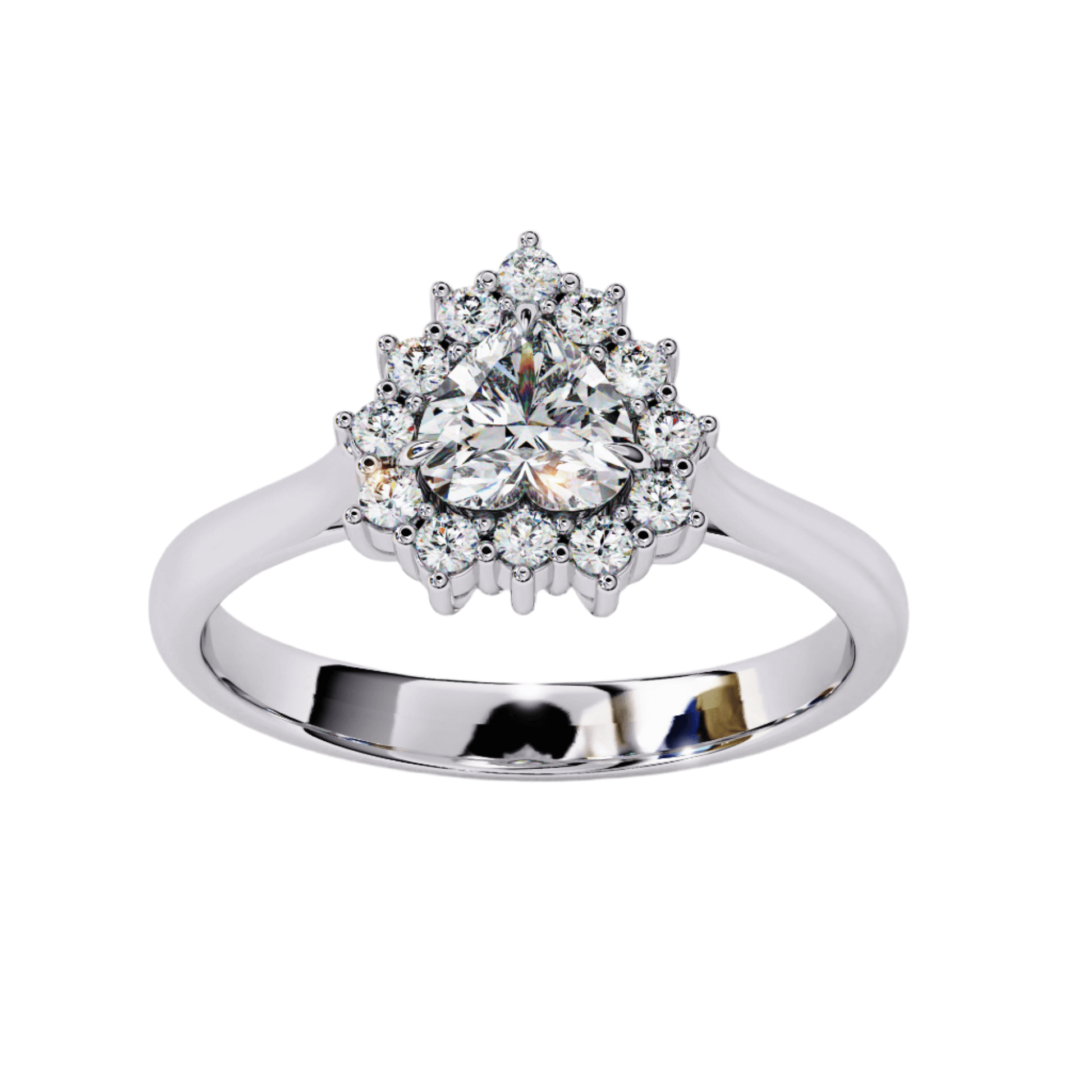 Cara — Heart cut lab grown and natural diamond engagement ring — vintage cathedral, halo — 18k white gold and platinum — Carat House