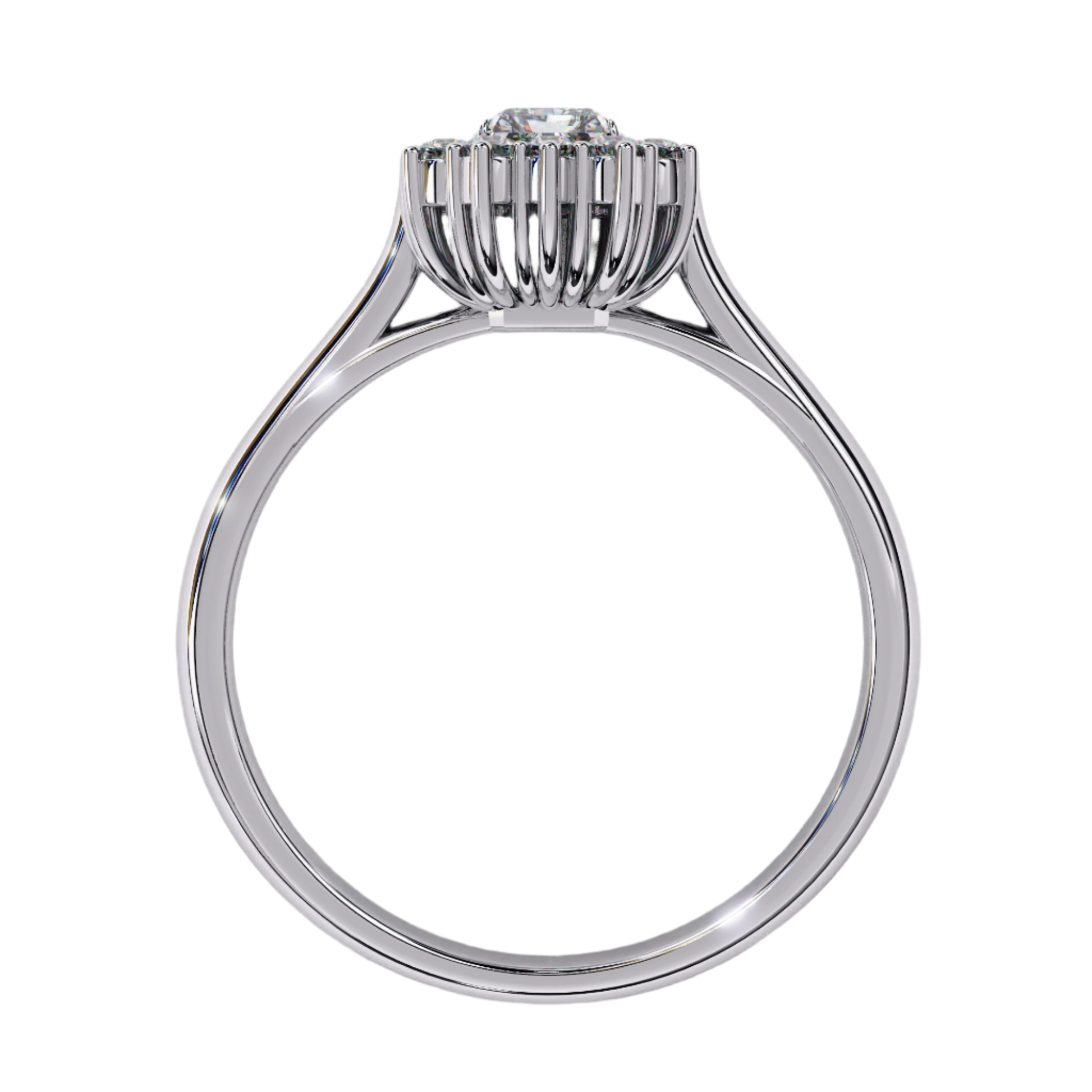 Mabel — Radiant cut lab grown and natural diamond engagement ring — halo, vintage cathedral — Carat House