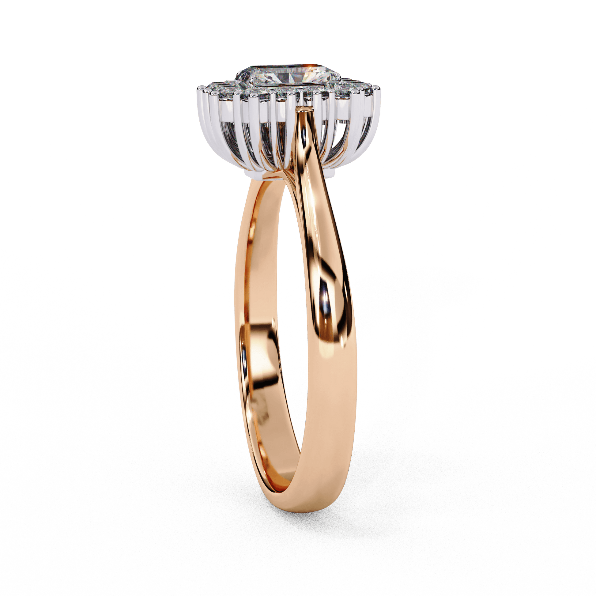 Mabel — Radiant cut lab grown and natural diamond engagement ring — halo, vintage cathedral — Carat House