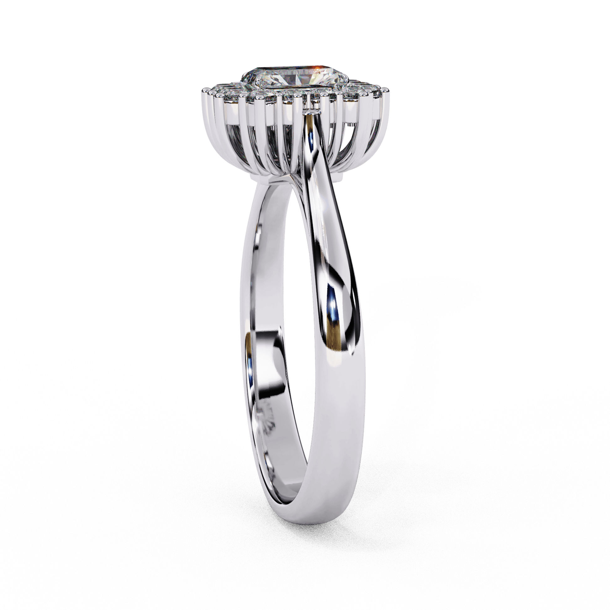Mabel — Radiant cut lab grown and natural diamond engagement ring — halo, vintage cathedral — Carat House