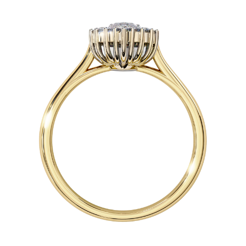 Mabel — Radiant cut lab grown and natural diamond engagement ring — halo, vintage cathedral — Carat House