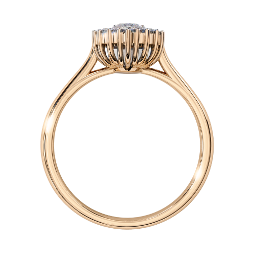Mabel — Radiant cut lab grown and natural diamond engagement ring — halo, vintage cathedral — Carat House