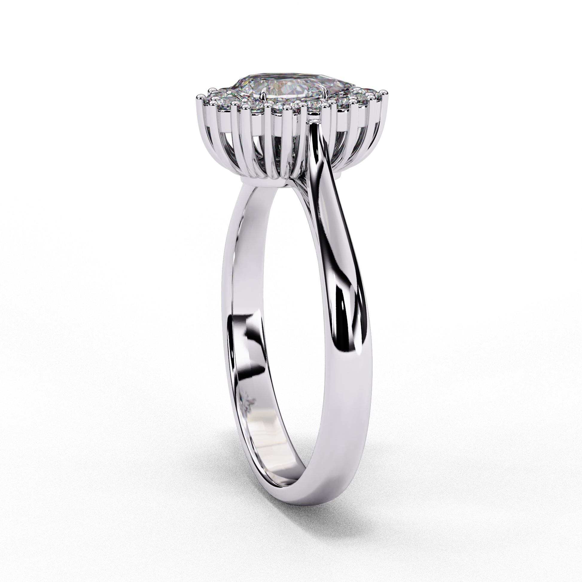 Larissa — Pear cut lab grown and natural diamond engagement ring — halo, vintage cathedral — Carat House
