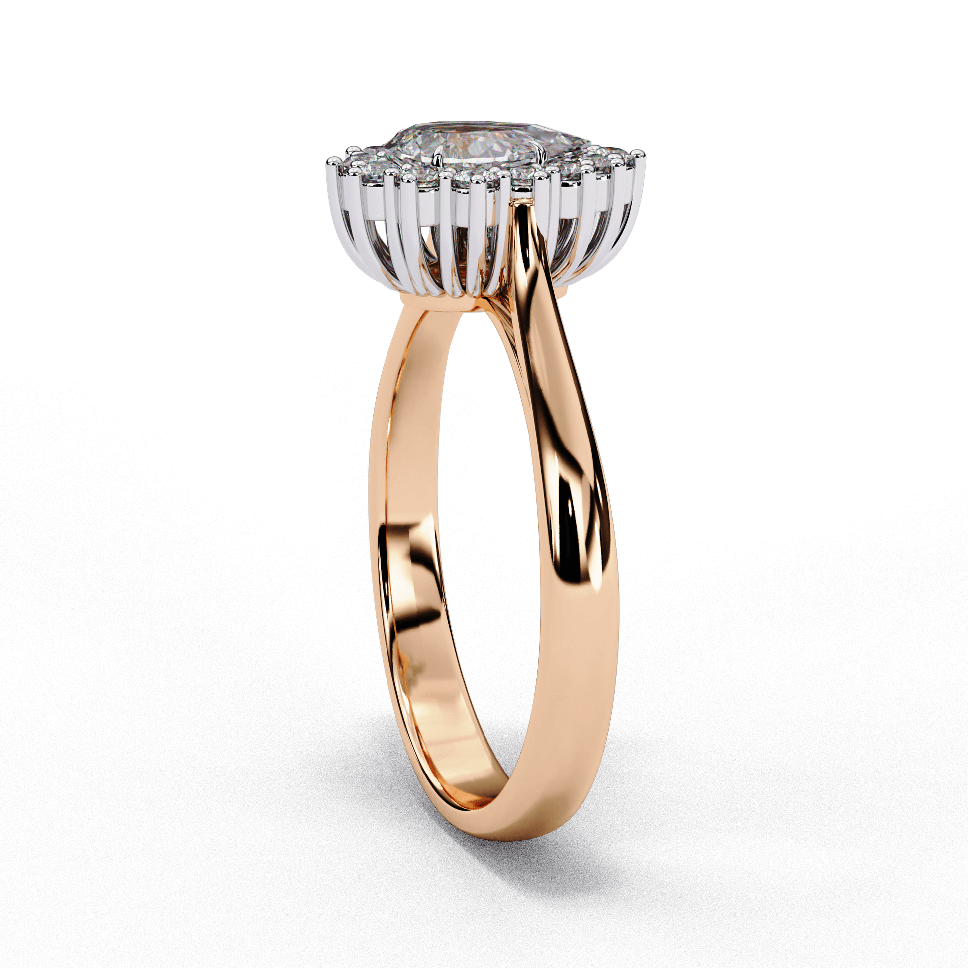 Larissa — Pear cut lab grown and natural diamond engagement ring — halo, vintage cathedral — Carat House