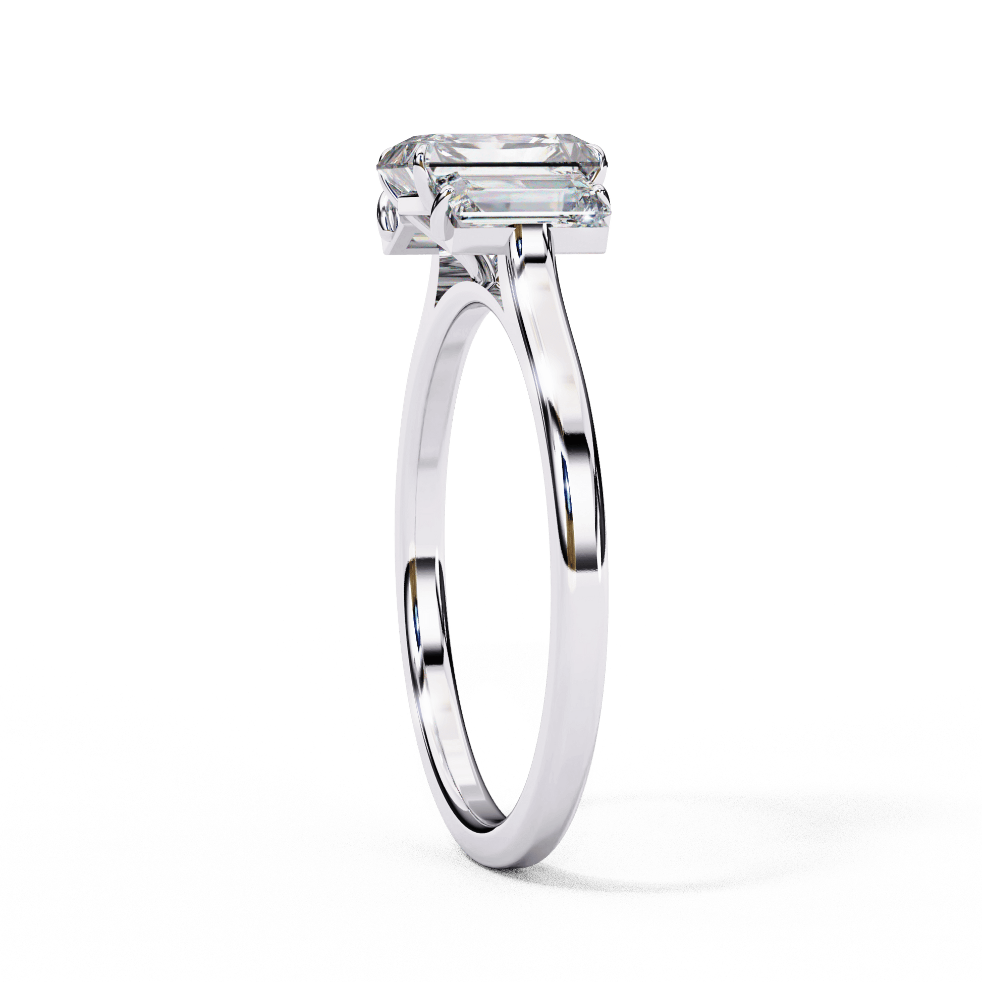 Nadia — Radiant cut lab grown and natural diamond engagement ring — trilogy three stone, cathedral — Carat House