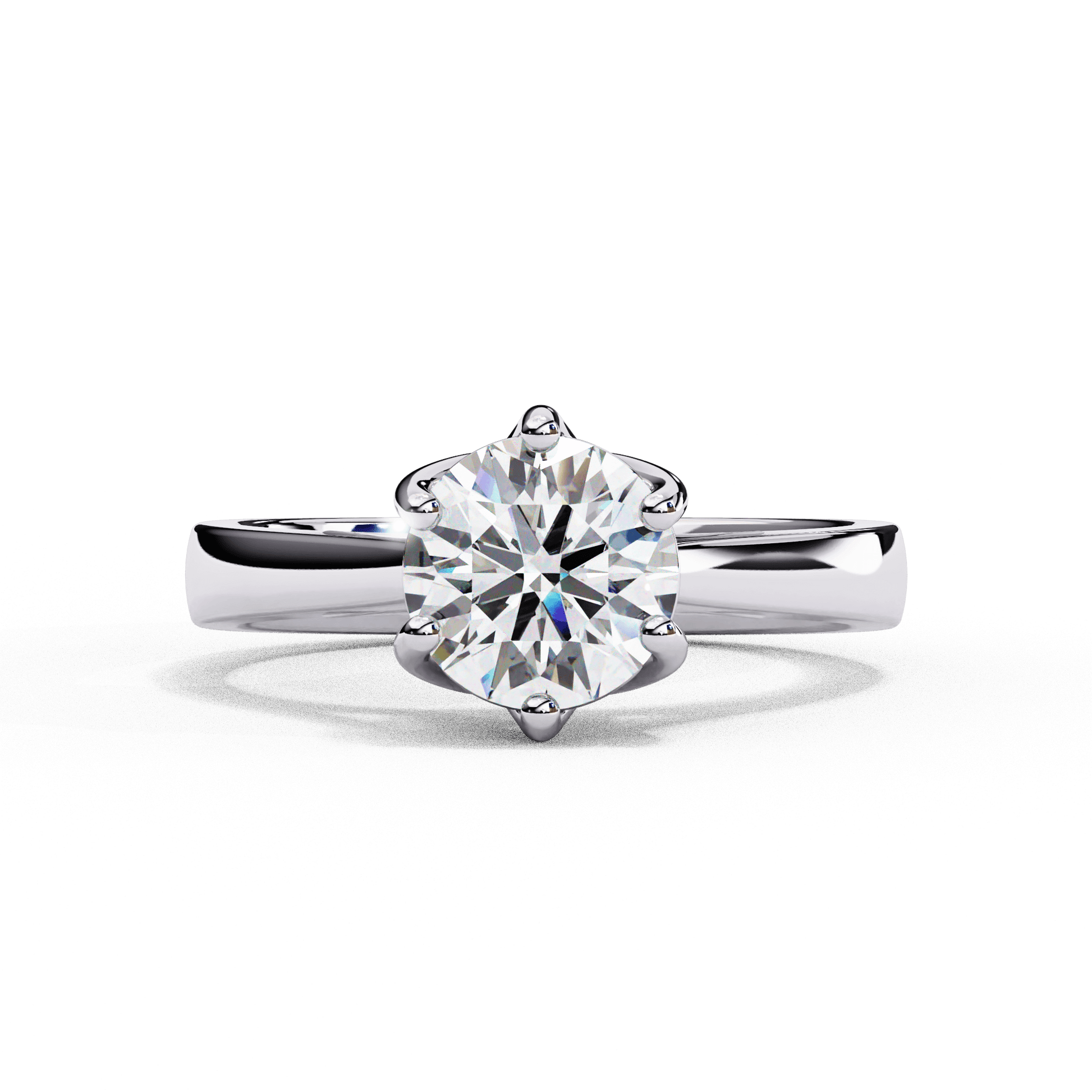 Nova — Round cut lab grown and natural diamond engagement ring — solitaire — 18k white gold and platinum — Carat House