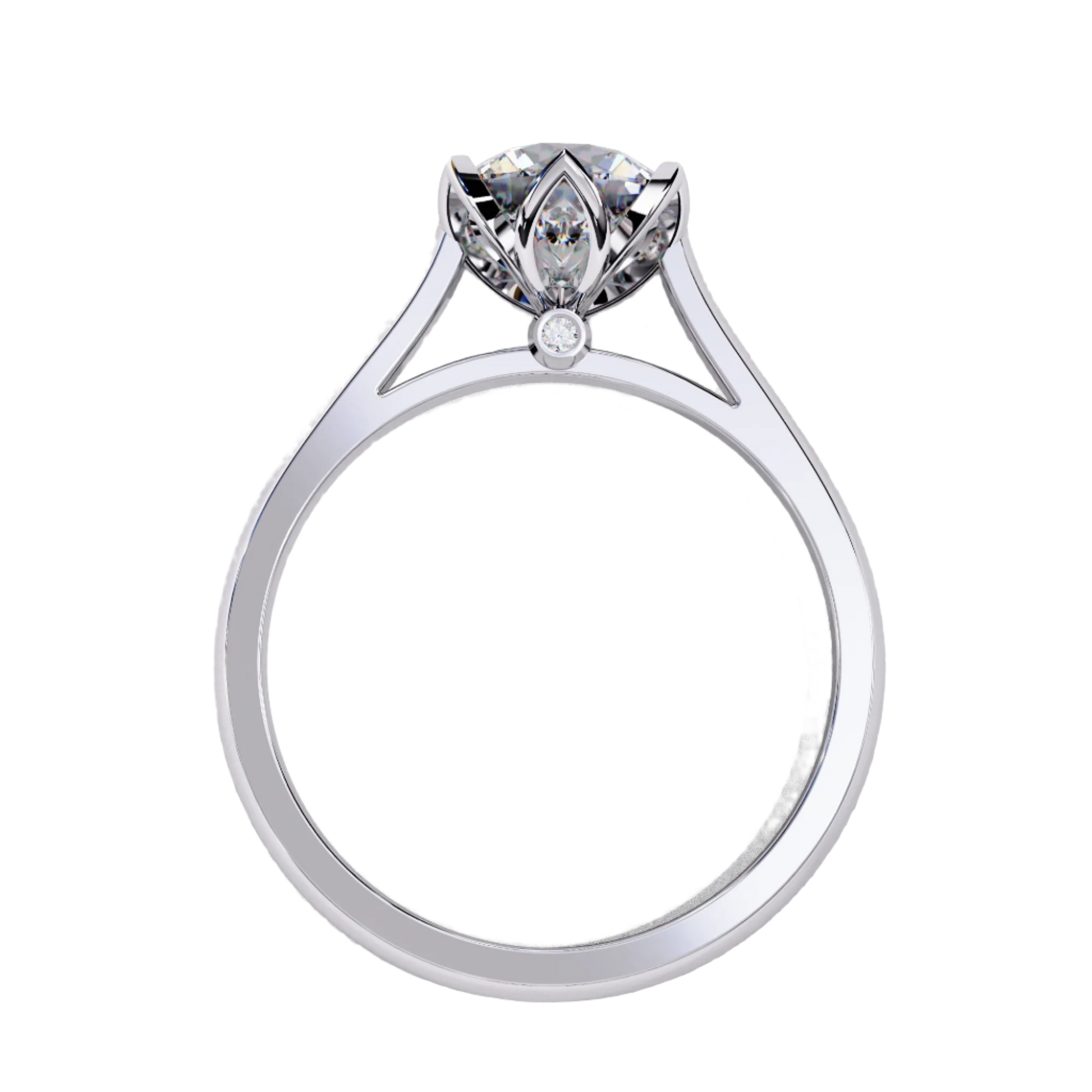 Lucinda — Round cut lab grown and natural diamond engagement ring — cathedral, solitaire — Carat House