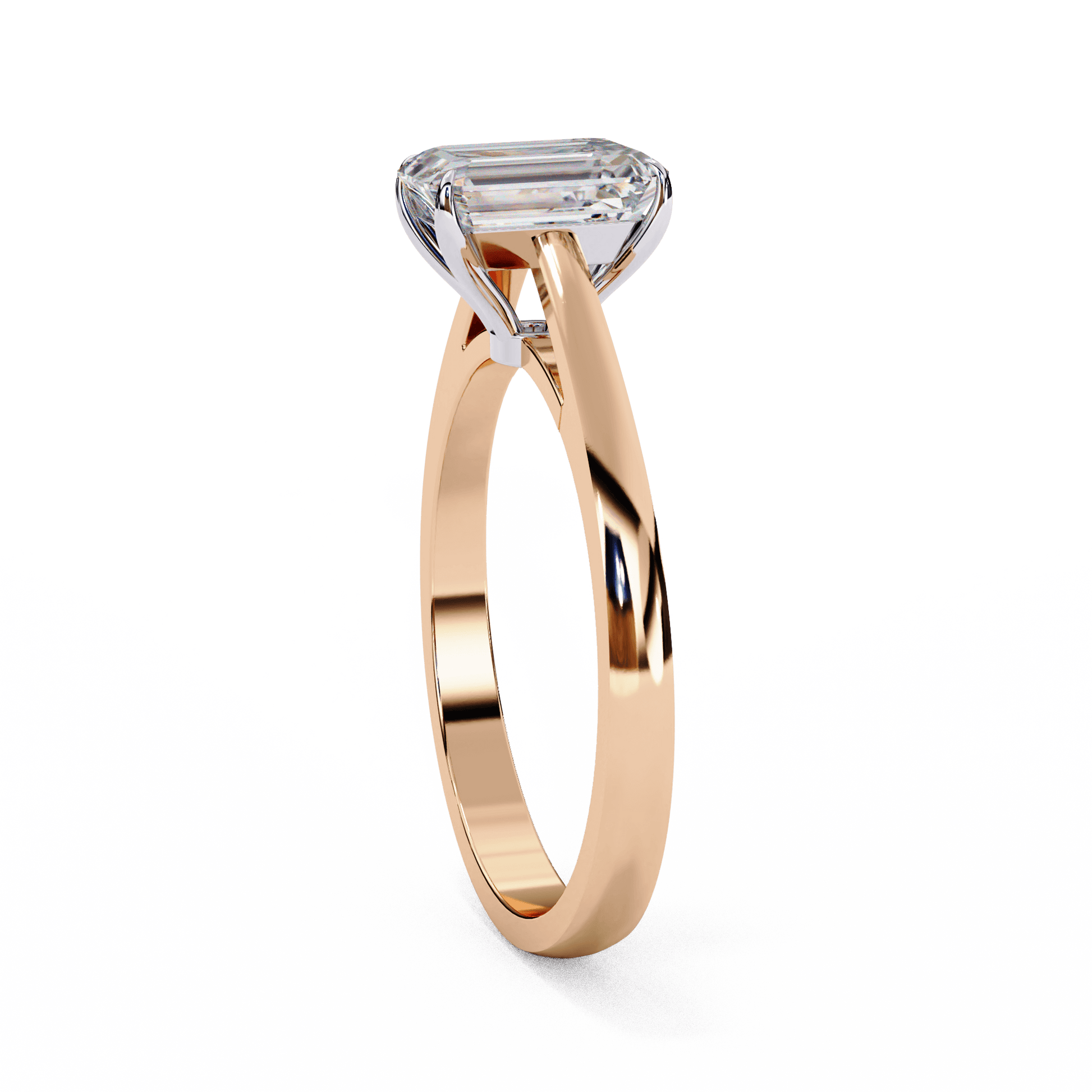 Madeline — Emerald cut lab grown and natural diamond engagement ring — solitaire, cathedral — Carat House