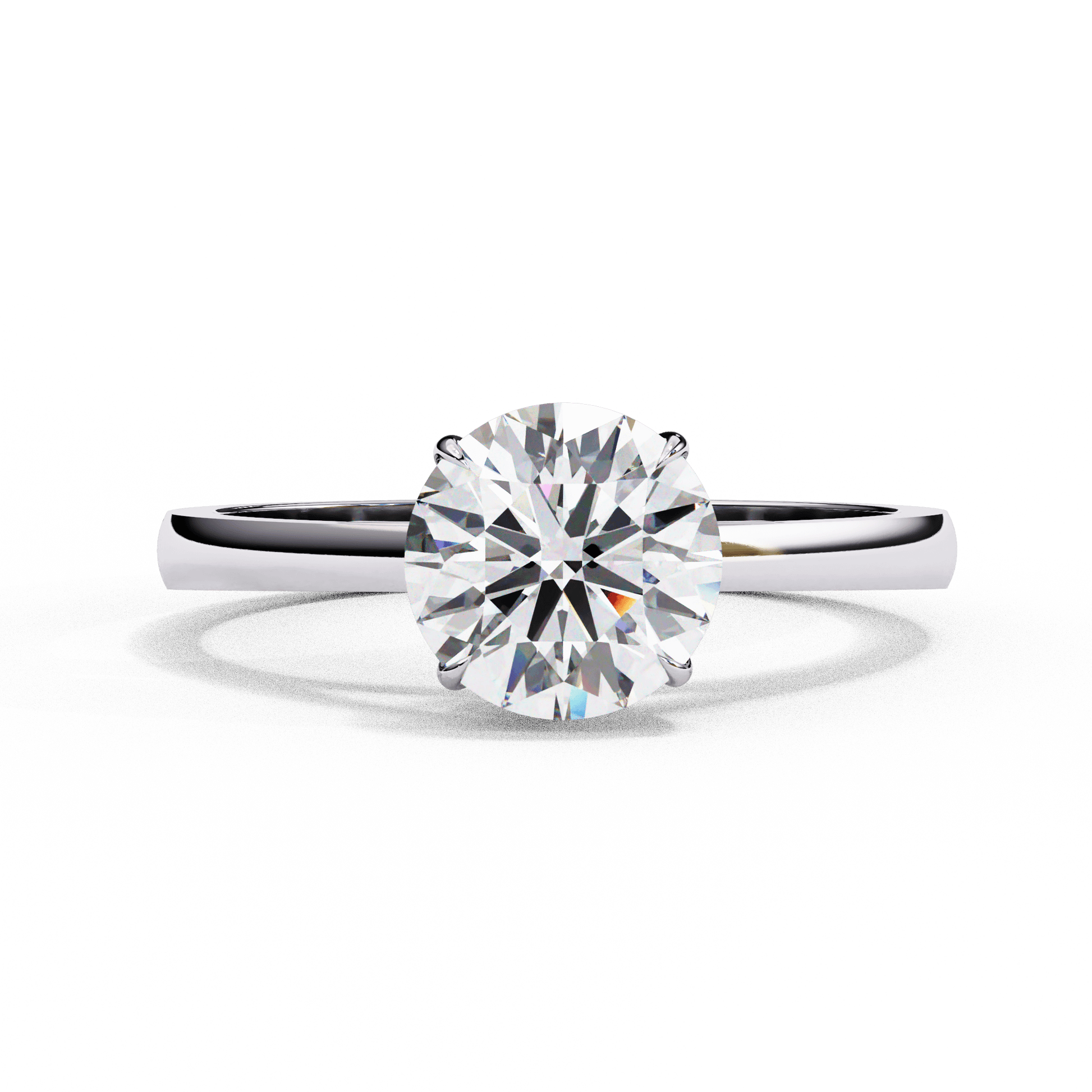 Natalia — Round cut lab grown and natural diamond engagement ring — solitaire, cathedral — 18k white gold and platinum — Carat House
