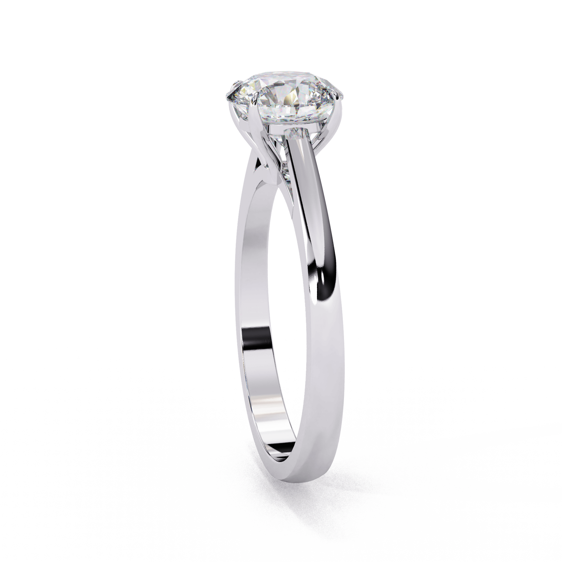 Natalia — Round cut lab grown and natural diamond engagement ring — solitaire, cathedral — Carat House