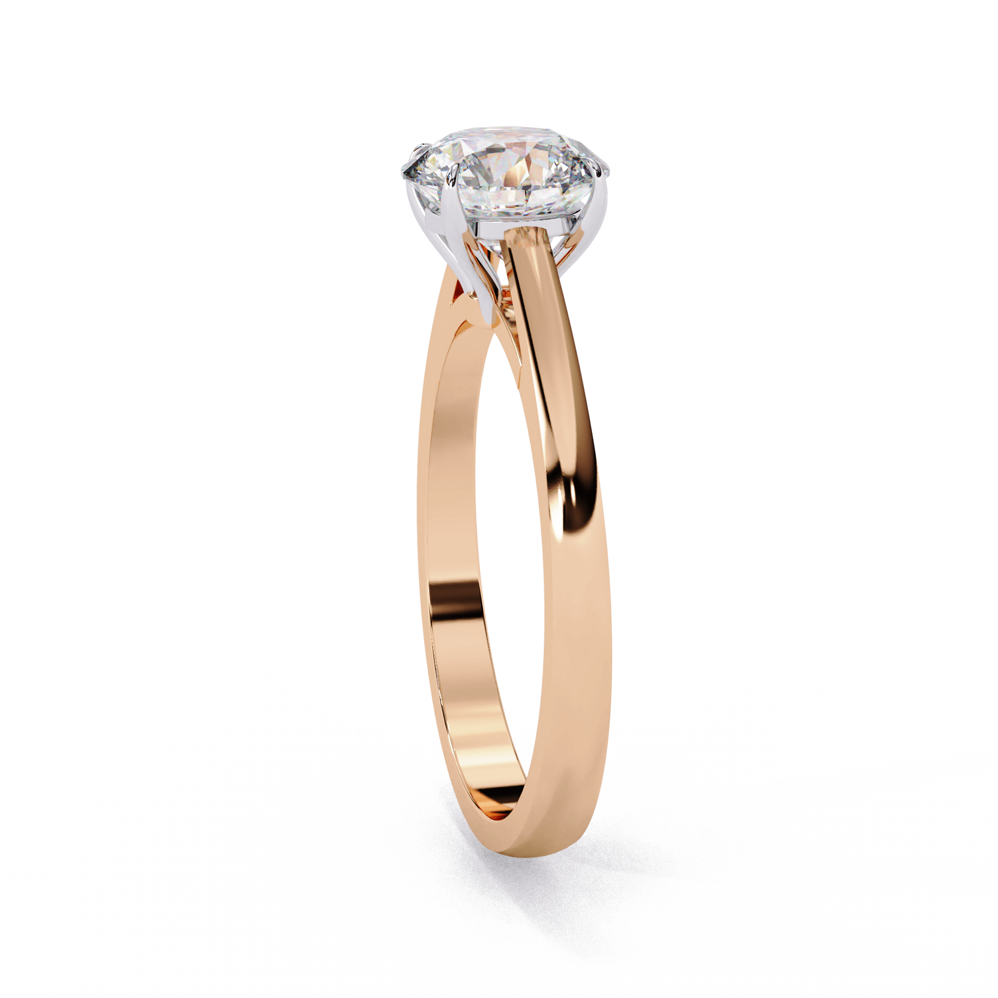 Natalia — Round cut lab grown and natural diamond engagement ring — solitaire, cathedral — Carat House