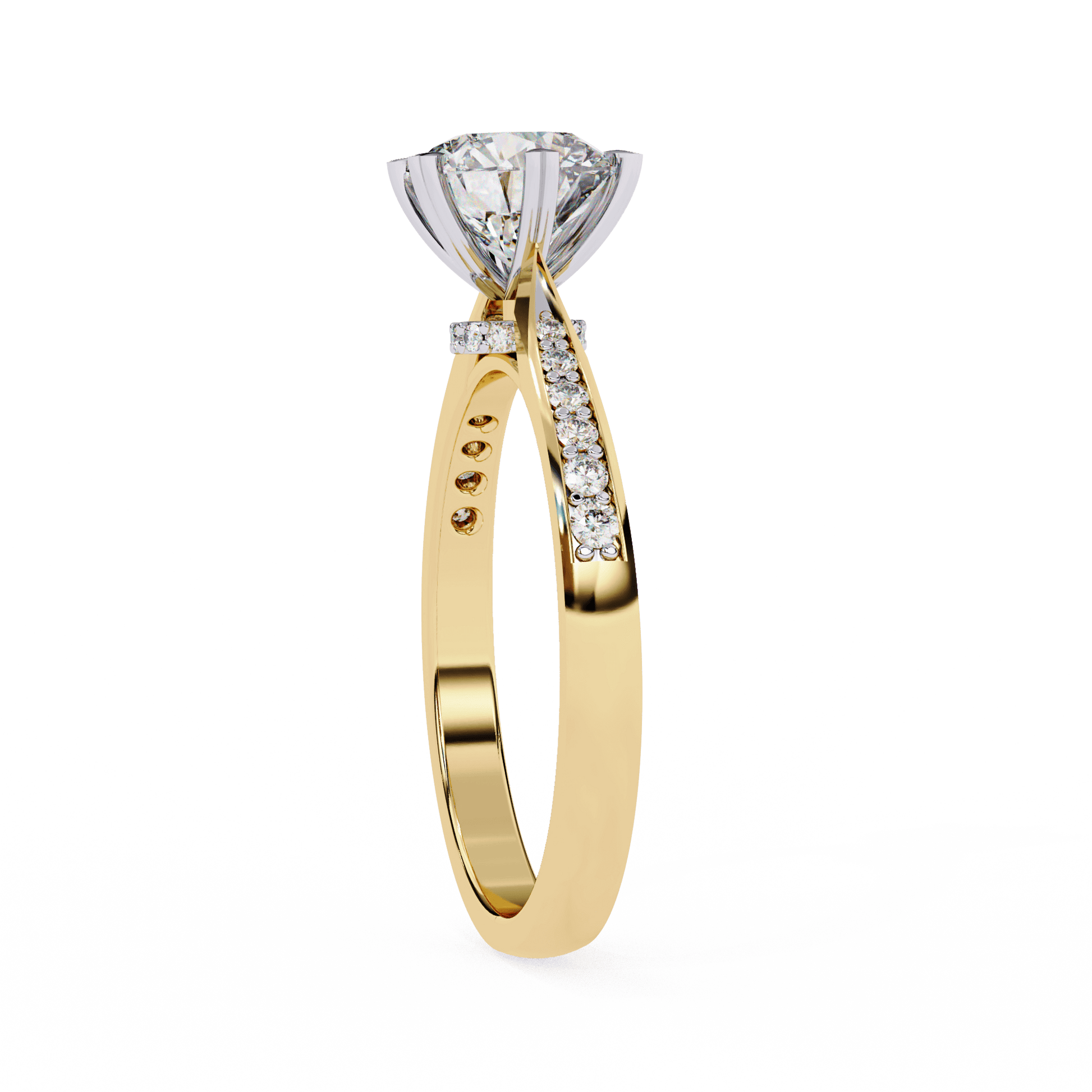 Natasha — Round cut lab grown and natural diamond engagement ring — hidden halo, cathedral — Carat House