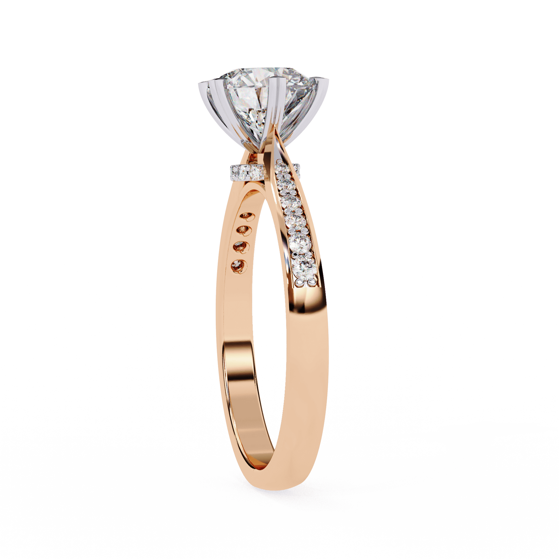 Natasha — Round cut lab grown and natural diamond engagement ring — hidden halo, cathedral — Carat House