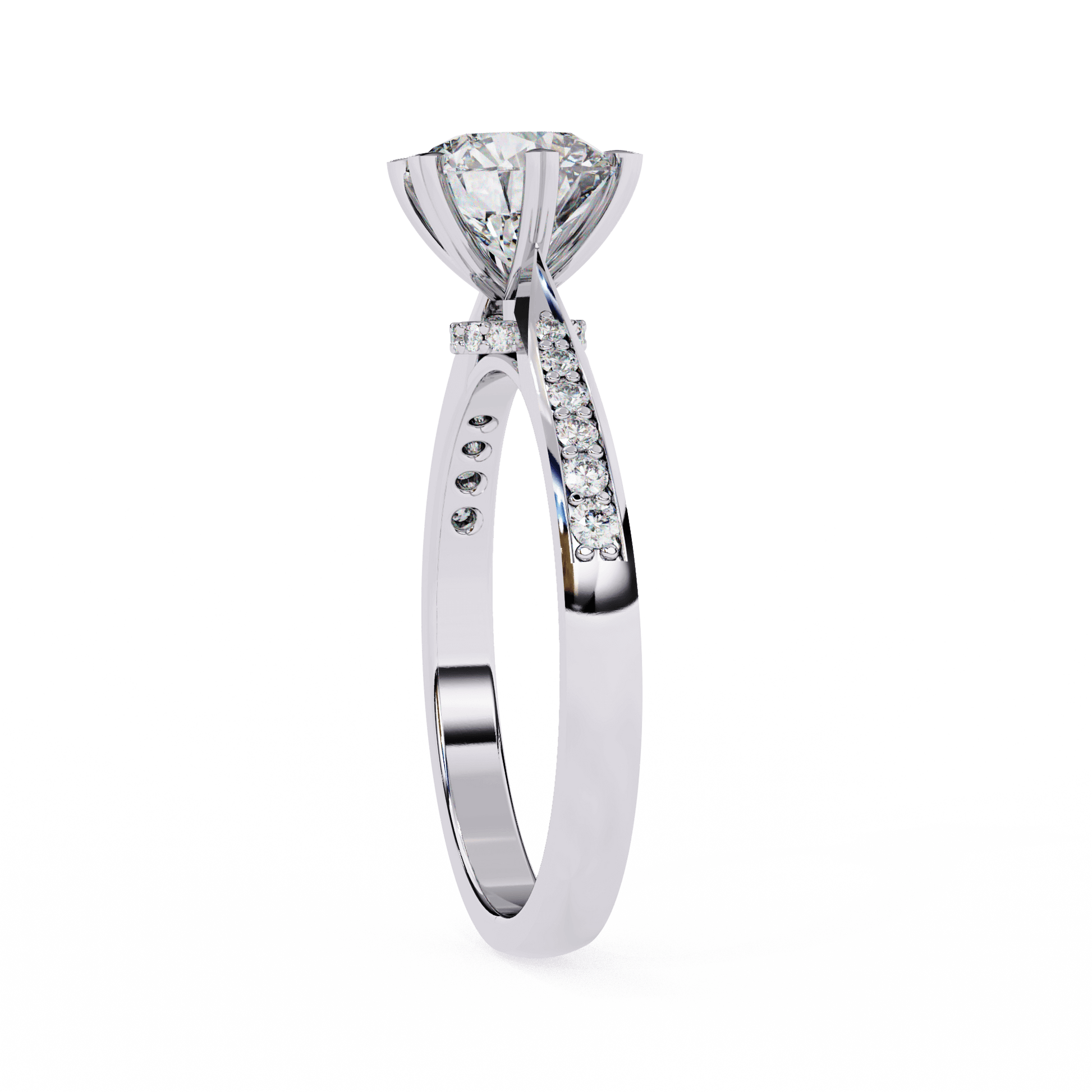 Natasha — Round cut lab grown and natural diamond engagement ring — hidden halo, cathedral — Carat House
