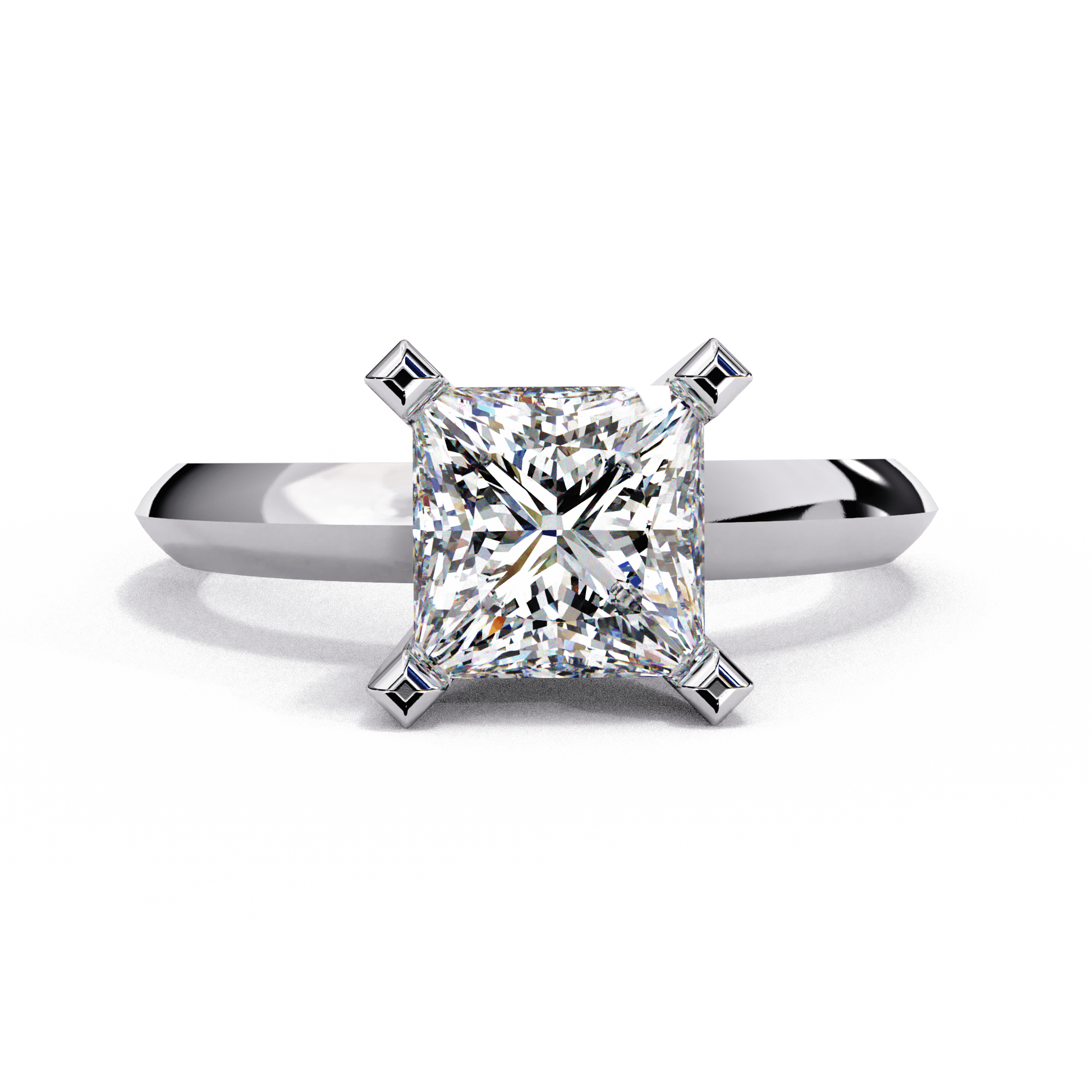 Noelle — Princess cut lab grown and natural diamond engagement ring — solitaire — 18k white gold and platinum — Carat House