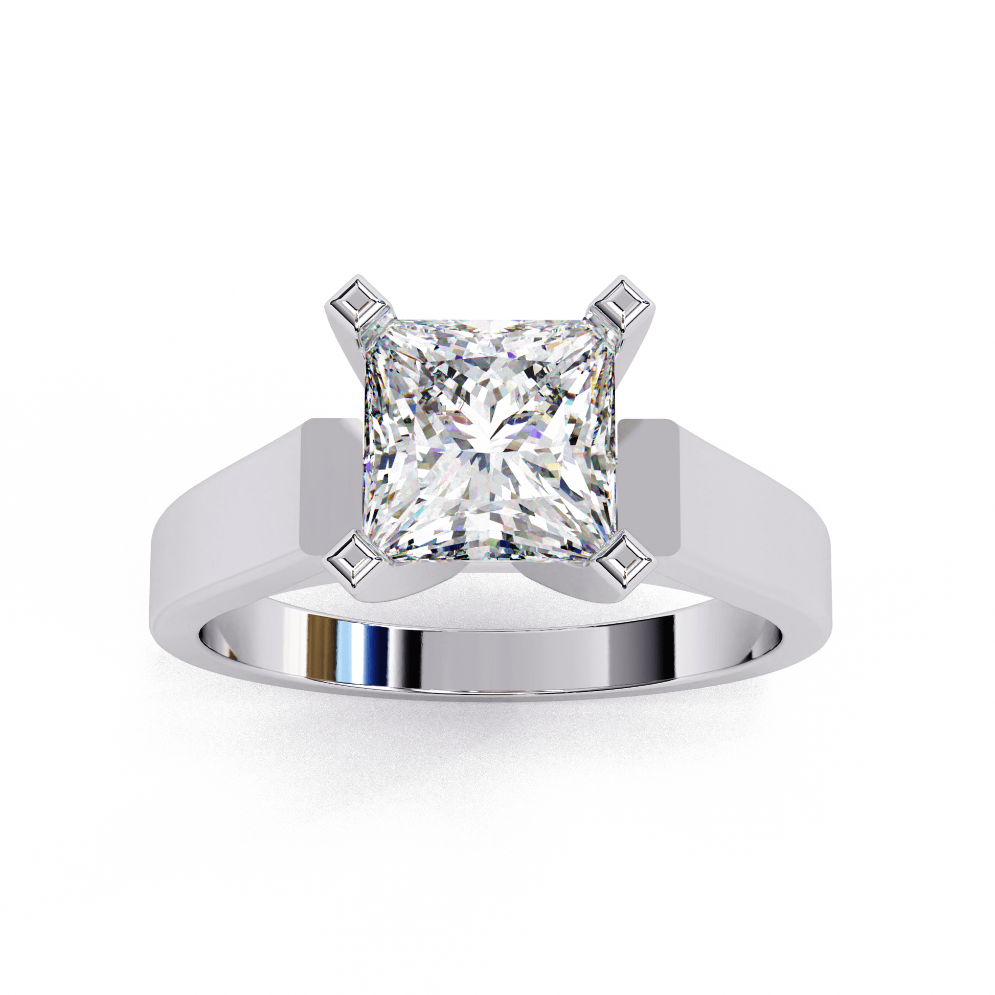 Vivienne — Princess cut lab grown and natural diamond engagement ring — cathedral, solitaire — 18k white gold and platinum — Carat House